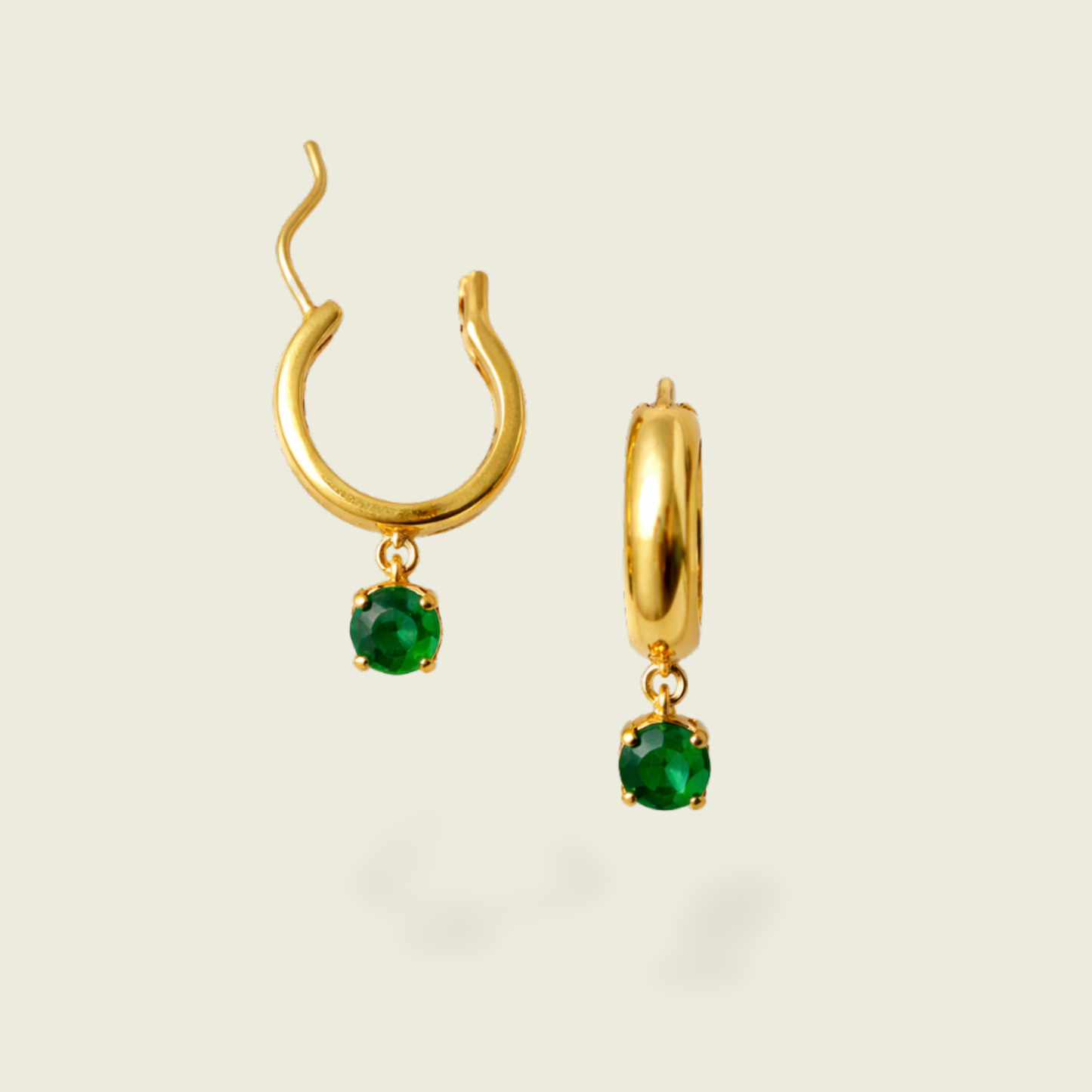 Green Onyx Earrings | 18k Gold Plated | Genova Huggie Hoop Earrings