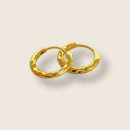 Gold Molten Huggies | 18k Gold Plated | Huggie Hoop Earrings