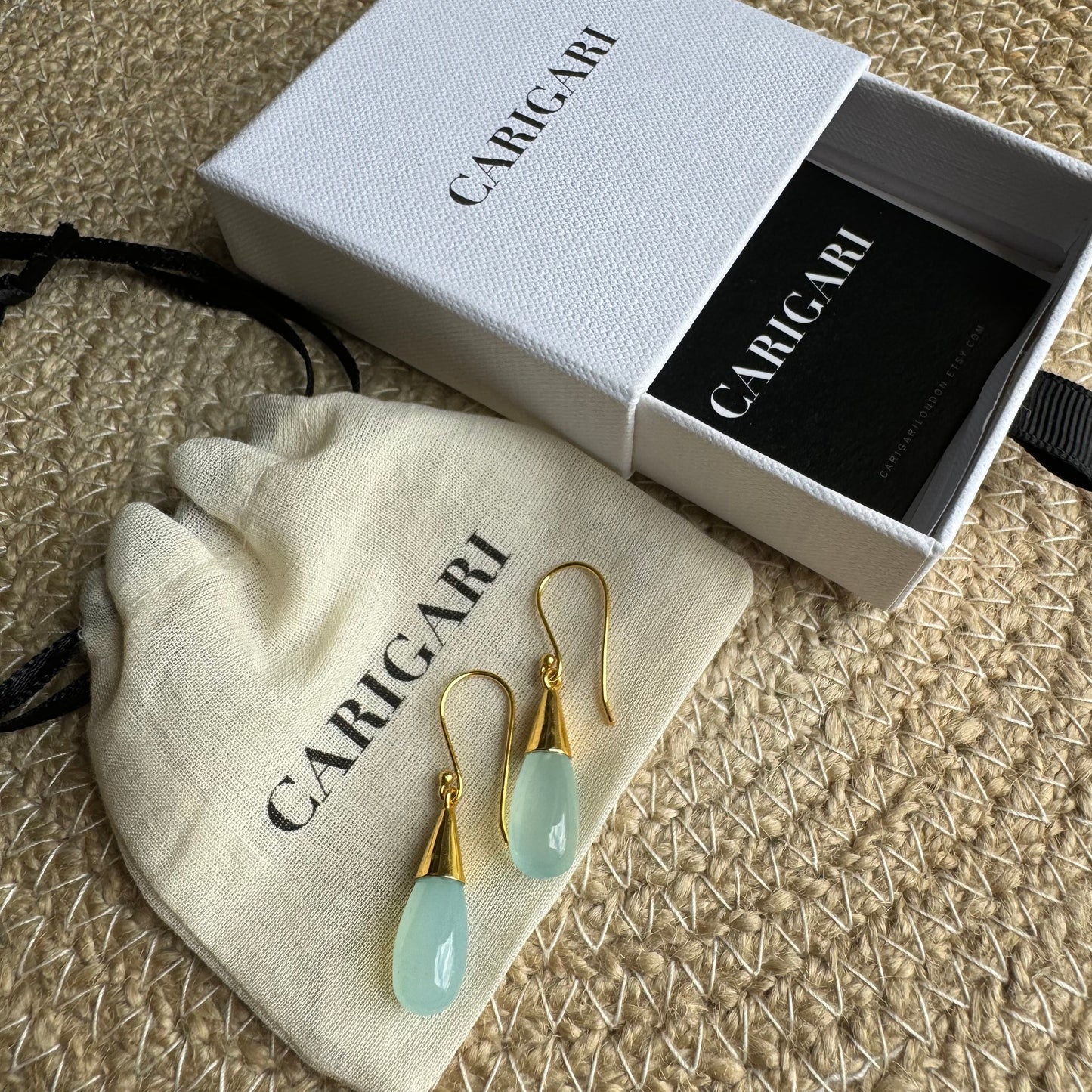 Aquamarine Drop Stone Earrings | 18k Gold Plated | Dangle Earrings