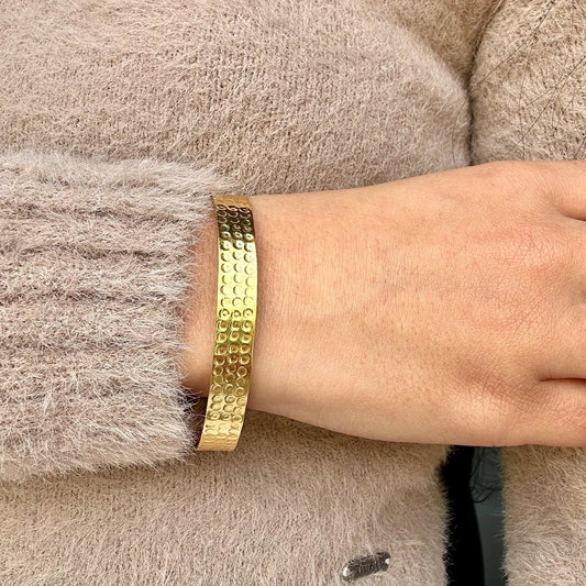 Hammered Gold Bangle Bracelet | 18k Gold Plated | Bangle Bracelet