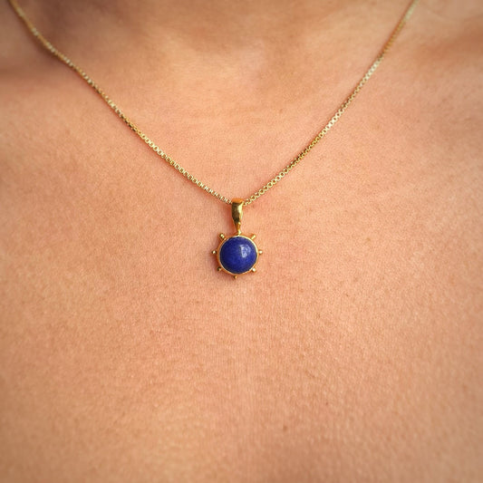 Lapis Lazuli Sun Necklace | Sun Pendant | 18K Gold Plated