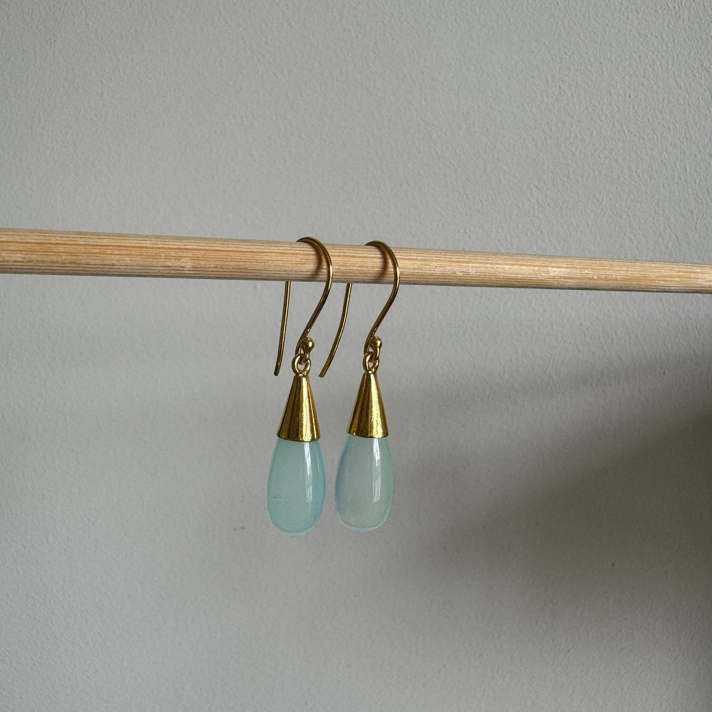 Aquamarine Drop Stone Earrings | 18k Gold Plated | Dangle Earrings