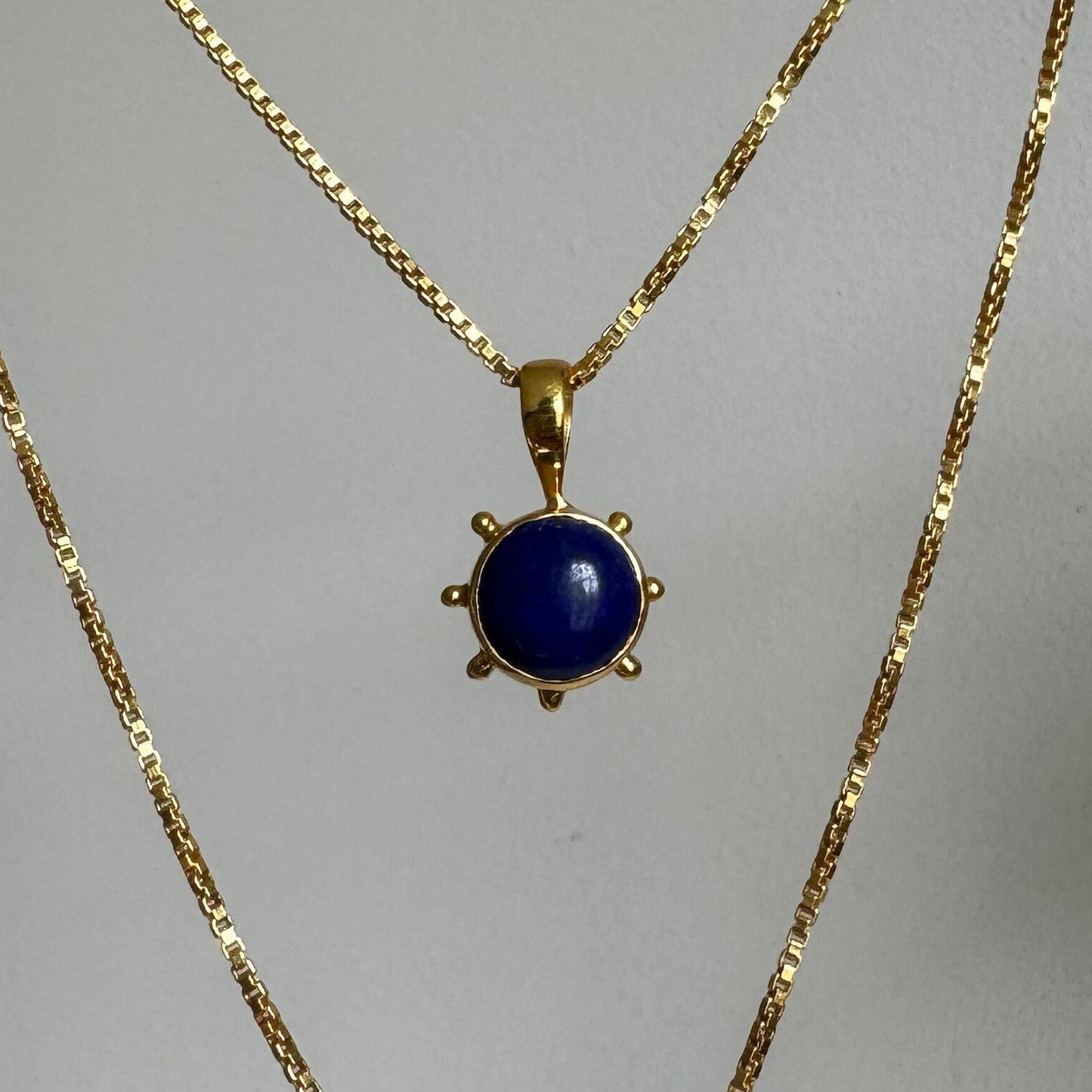 Lapis Lazuli Sun Necklace | Sun Pendant | 18K Gold Plated