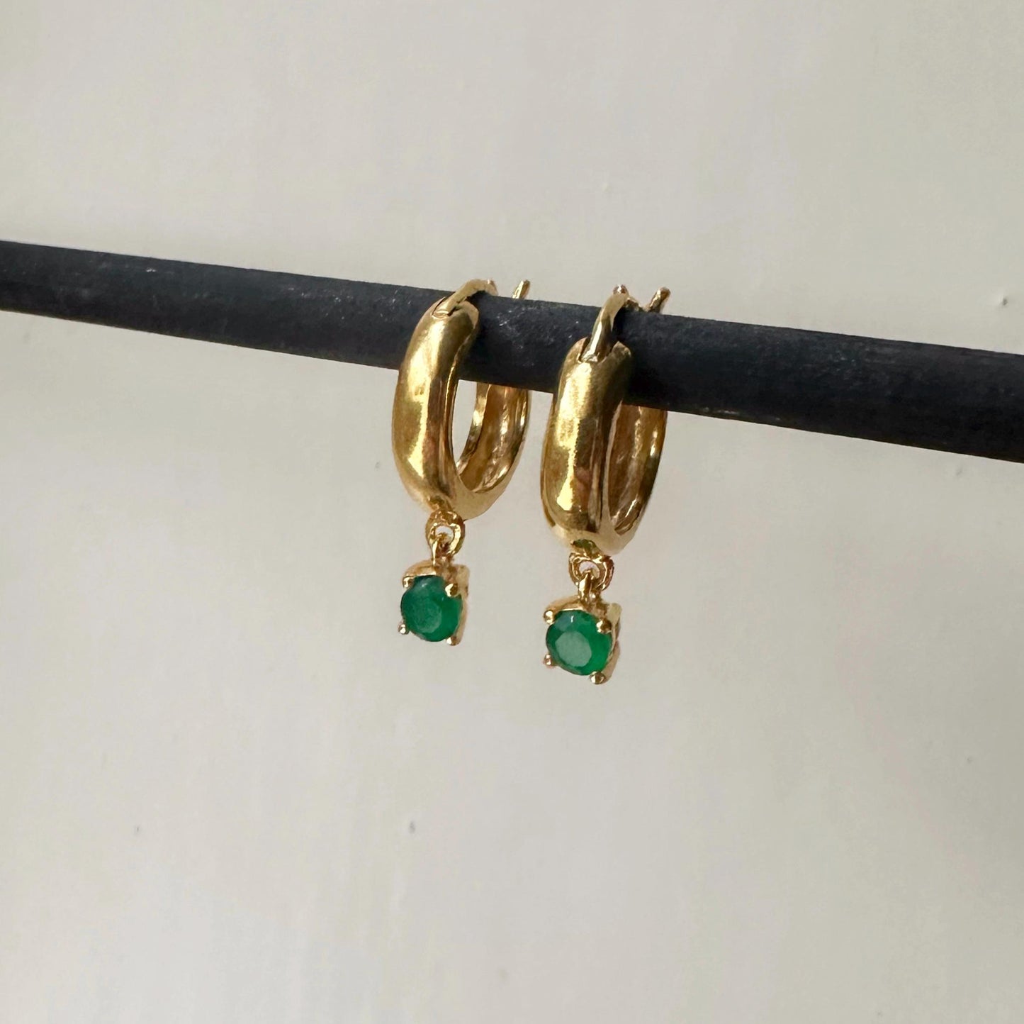 Green Onyx Earrings | 18k Gold Plated | Genova Huggie Hoop Earrings