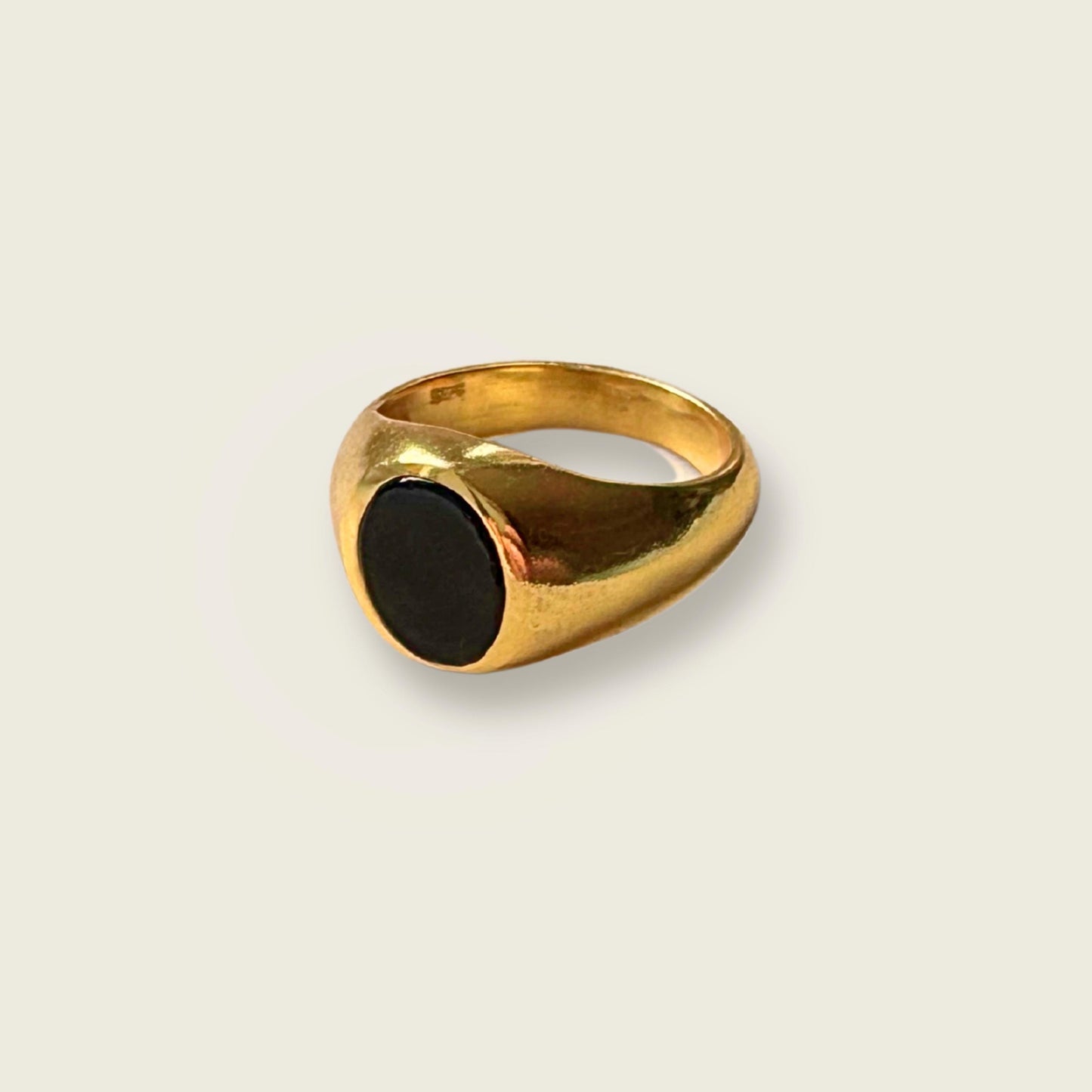 Black Onyx Ring | Coco Signet Ring | 18K Gold Plated