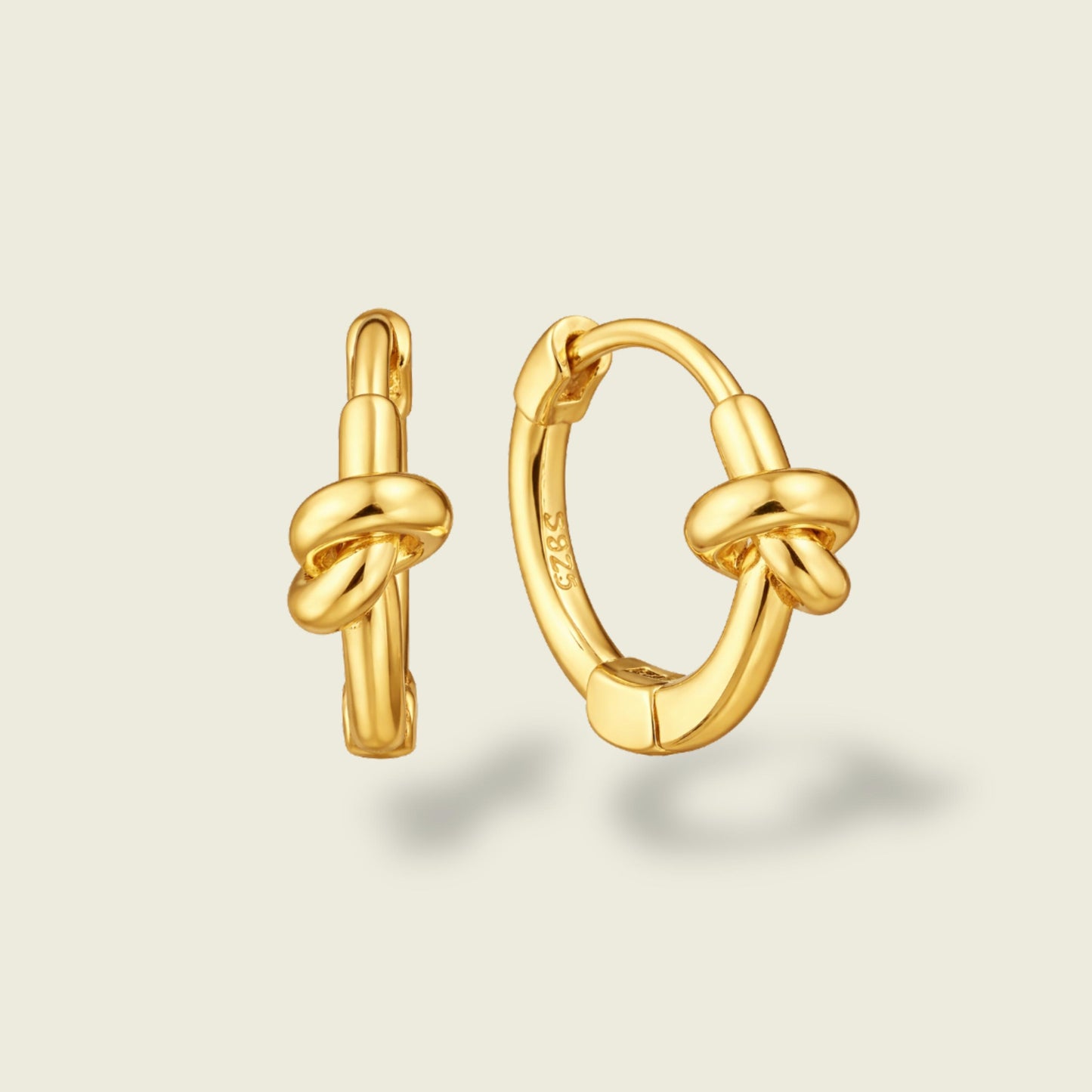Gold Mini Lucky Knot Earrings | 18k Gold Plated |  Huggie Hoop Earrings