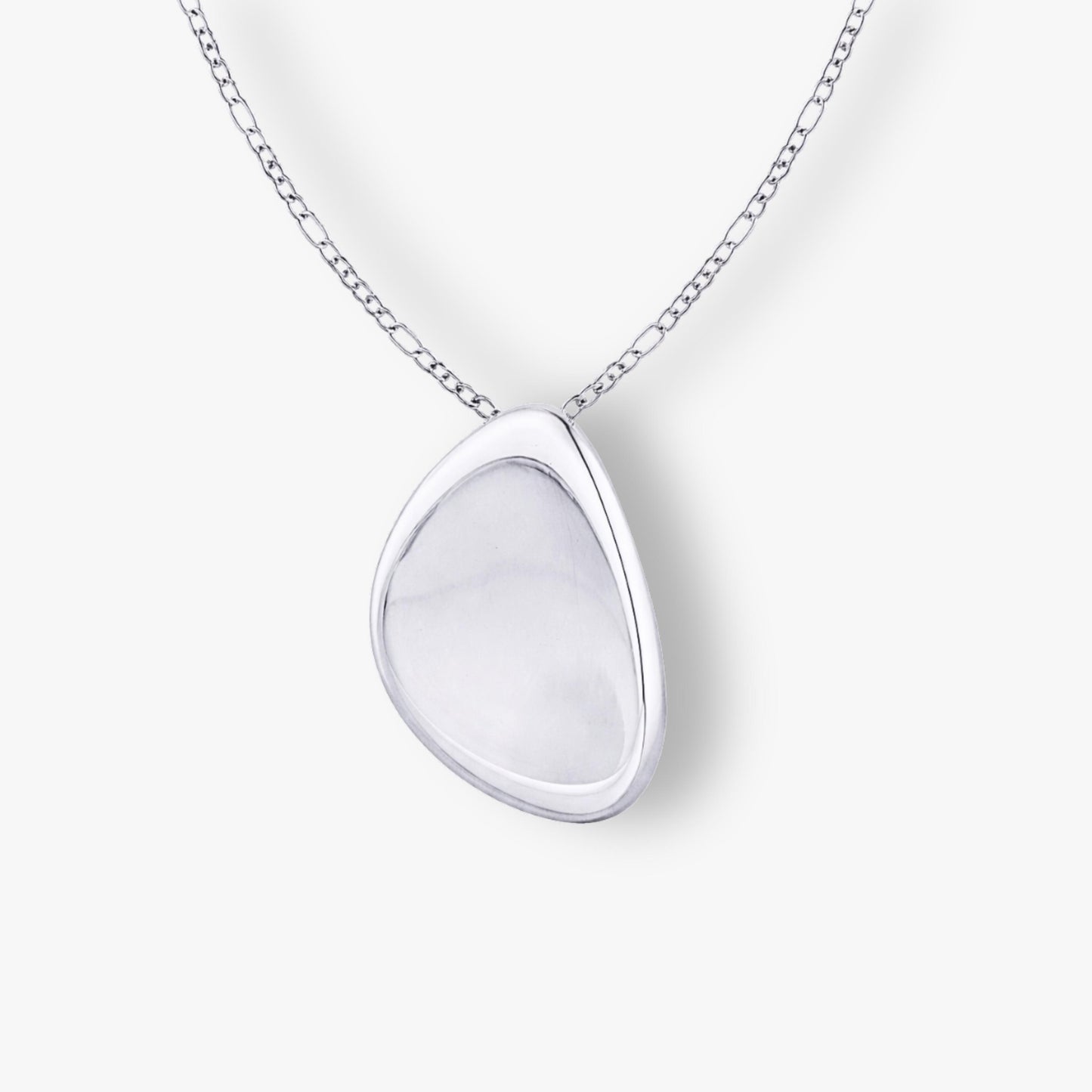 Sterling Silver Pebble Pendant |  Figaro + Snake Chain Necklace Stack
