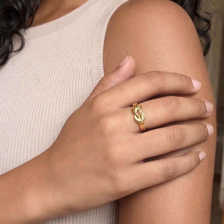 Gold Lucky Knot Ring  | 18K Gold Plated | Stacking Ring