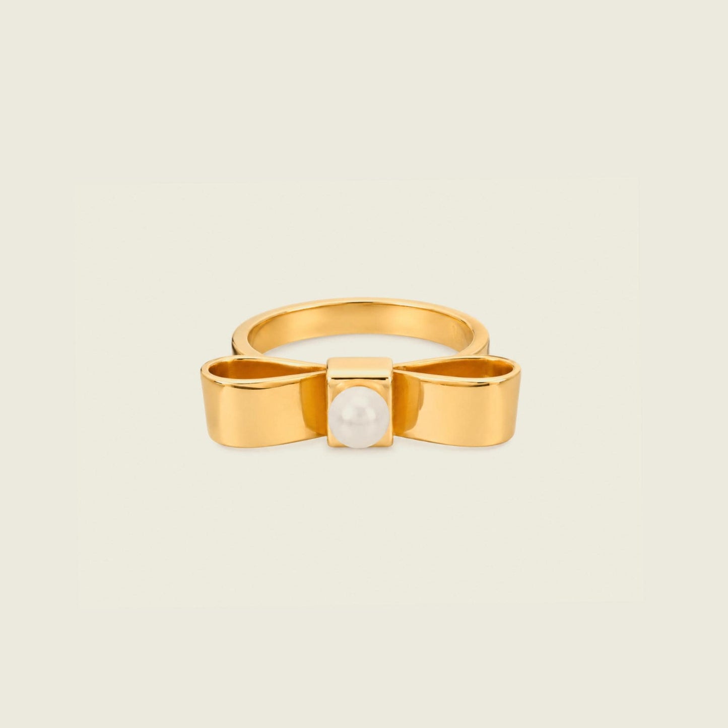 Pearl Bow Ring | 18K Gold Plated | Statement Ring
