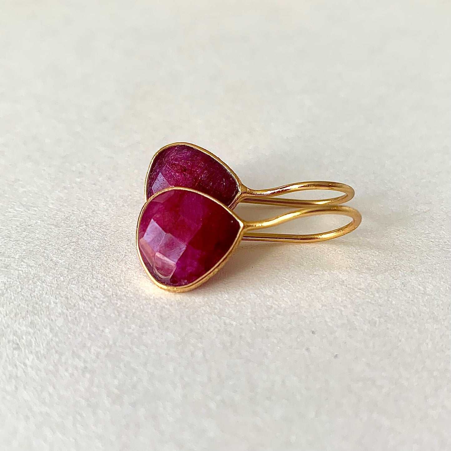 Red Ruby Earrings | 18K Gold Plated | Drop Earrings