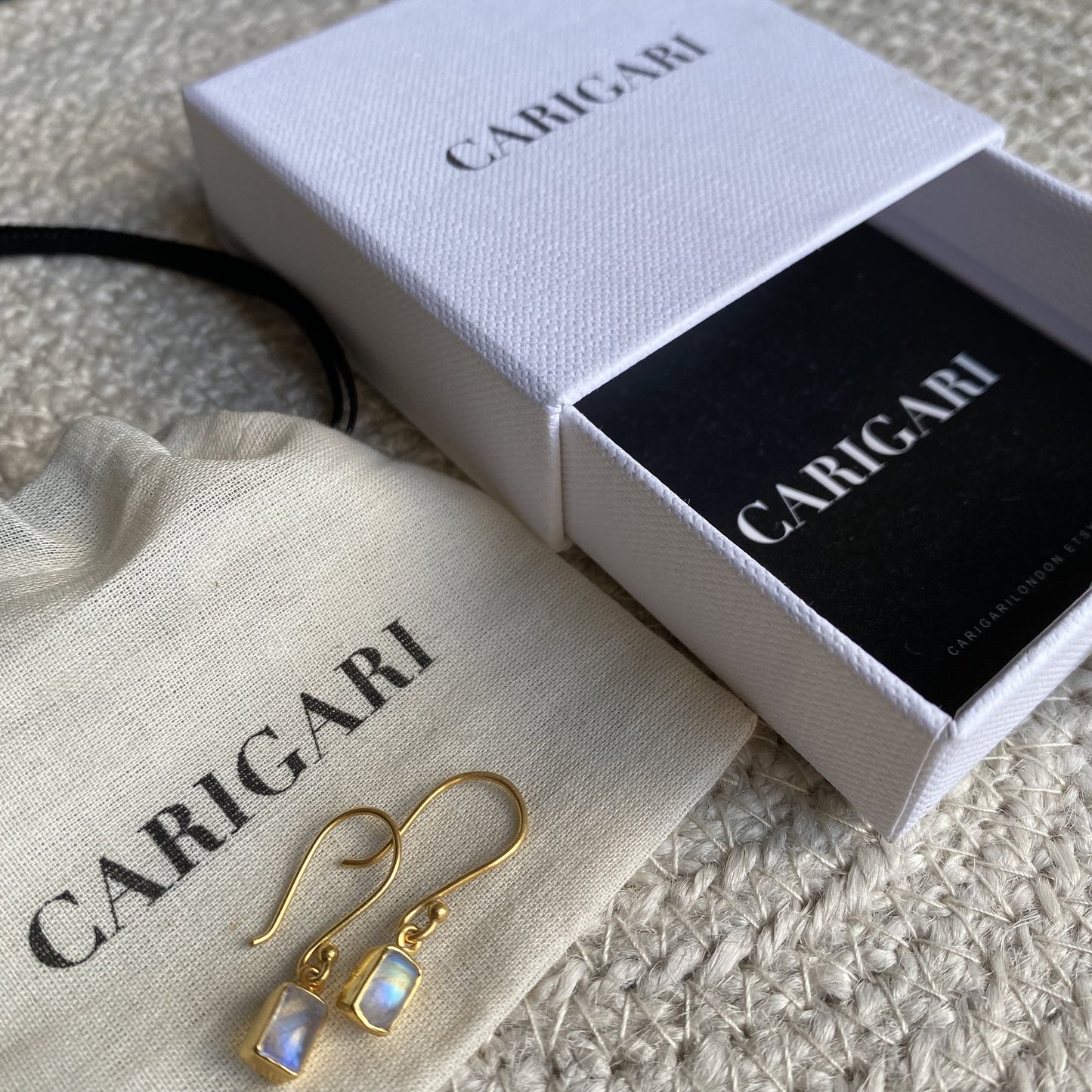 Rainbow Moonstone Earrings | 18k Gold Plated | Dangle Earrings
