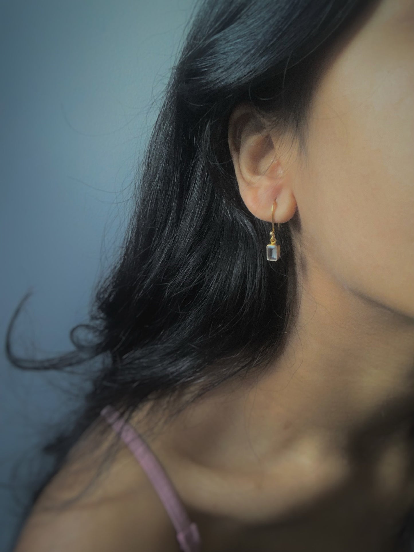 Crystal Quartz Earrings | 18k Gold Plated | Dangle Earrings