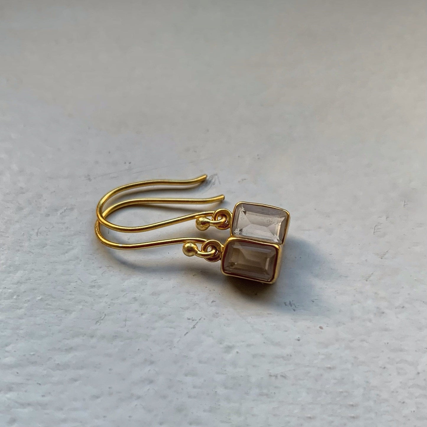Crystal Quartz Earrings | 18k Gold Plated | Dangle Earrings