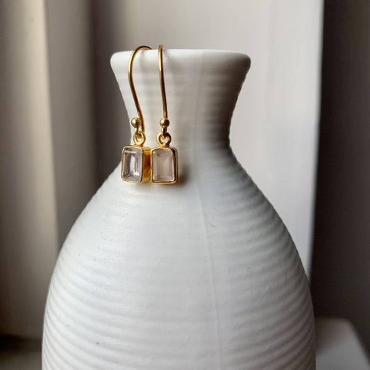 Crystal Quartz Earrings | 18k Gold Plated | Dangle Earrings