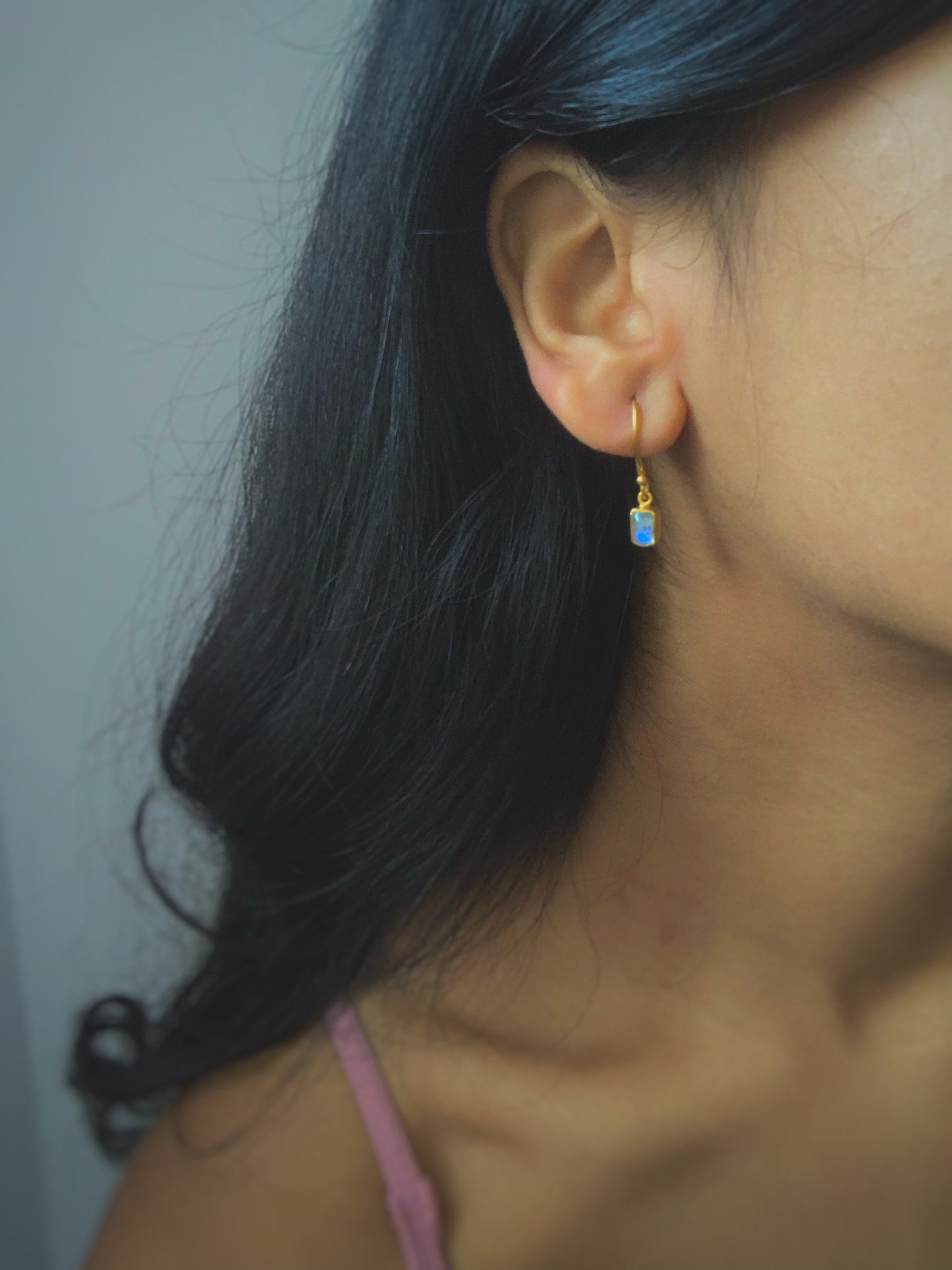 Rainbow Moonstone Earrings | 18k Gold Plated | Dangle Earrings