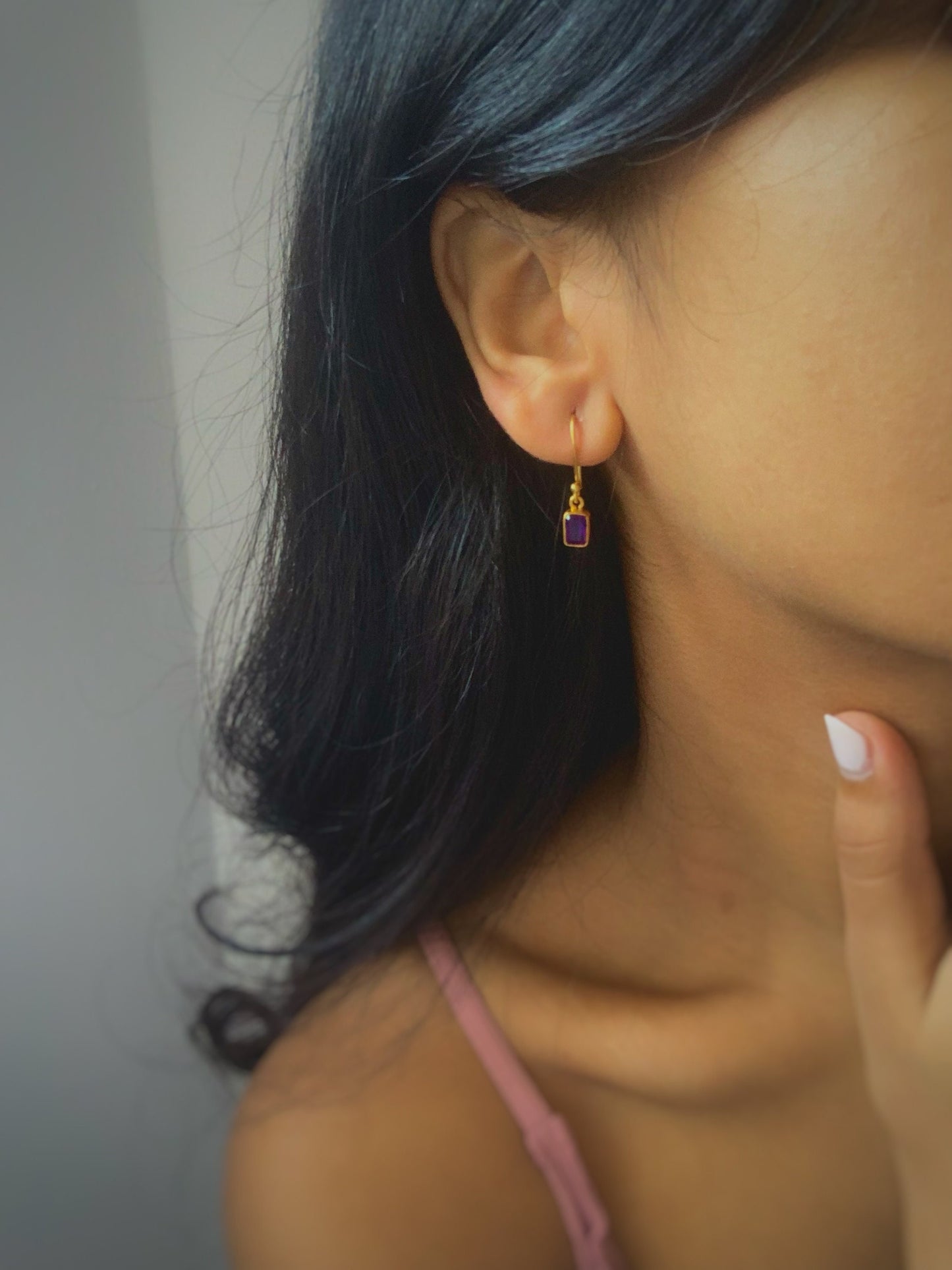 Amethyst Earrings | 18k Gold Plated | Dangle Earrings