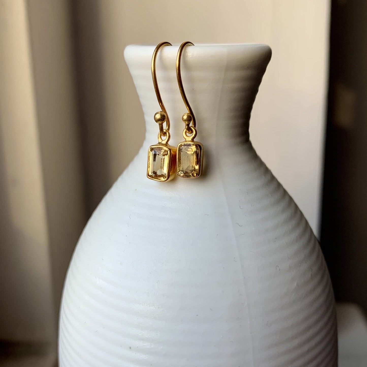 Citrine Earrings | 18k Gold Plated | Dangle Earrings