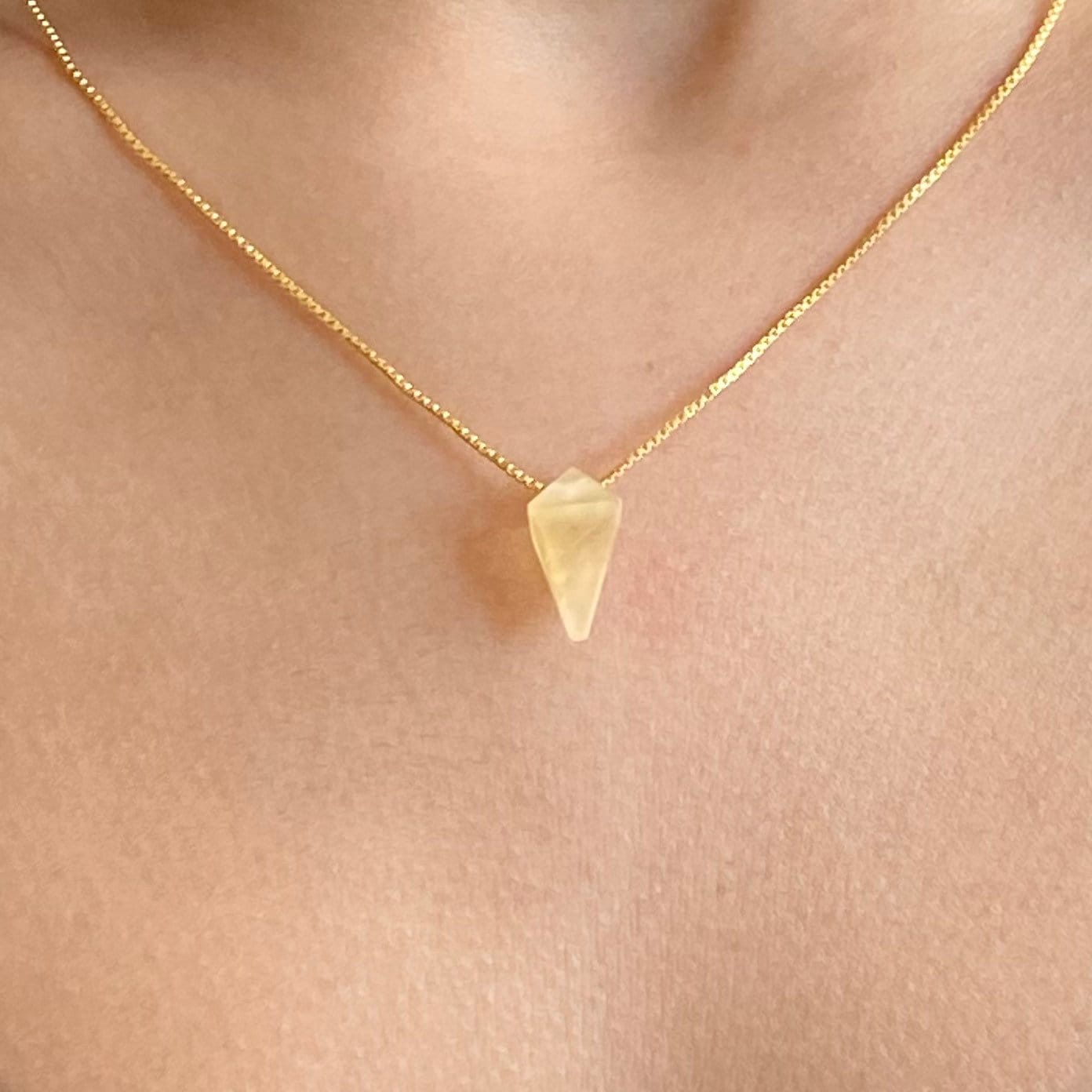 Citrine Pyramid Pendant Necklace| 18K Gold Plated | Gemstone Necklace