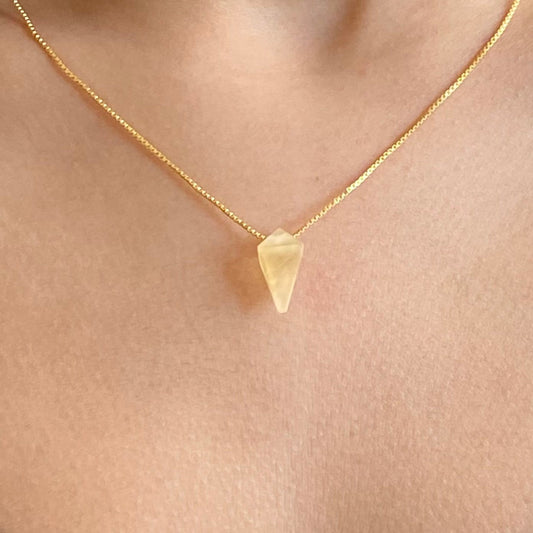 Citrine Pyramid Pendant Necklace| 18K Gold Plated | Gemstone Necklace