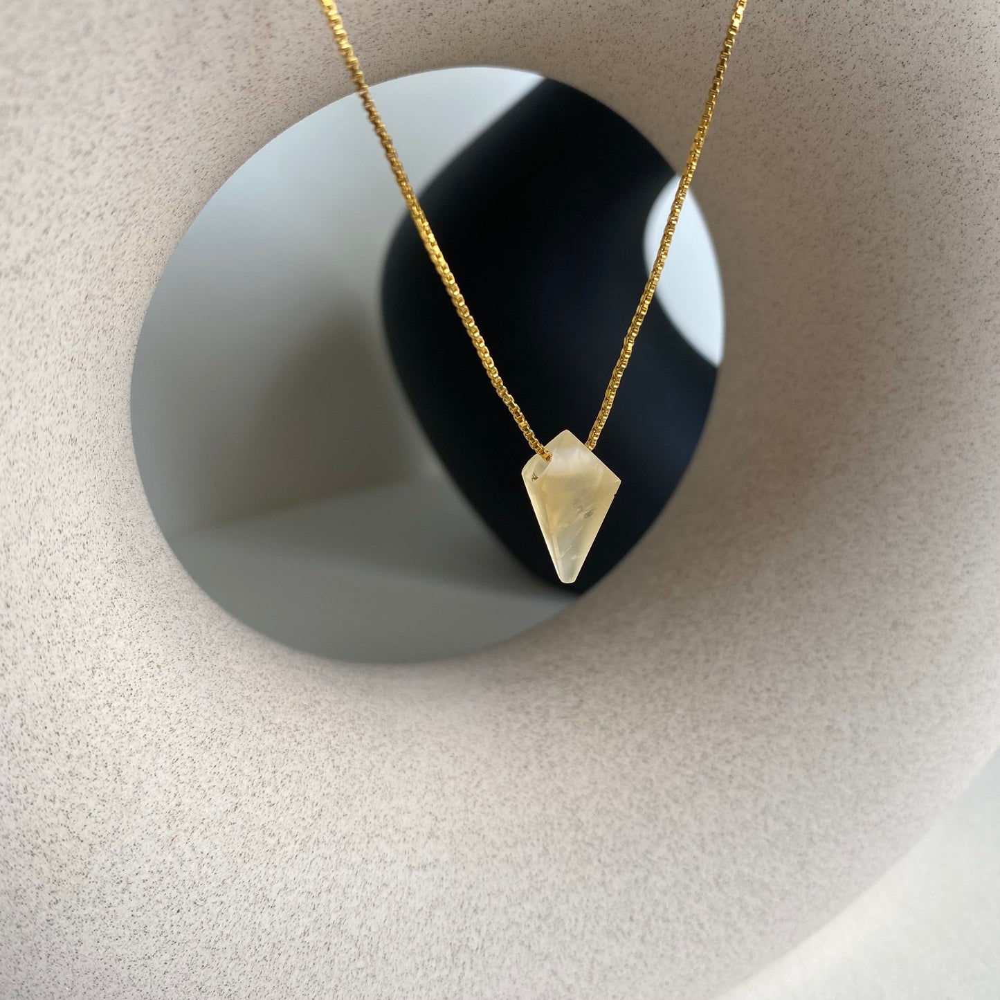 Citrine Pyramid Pendant Necklace| 18K Gold Plated | Gemstone Necklace
