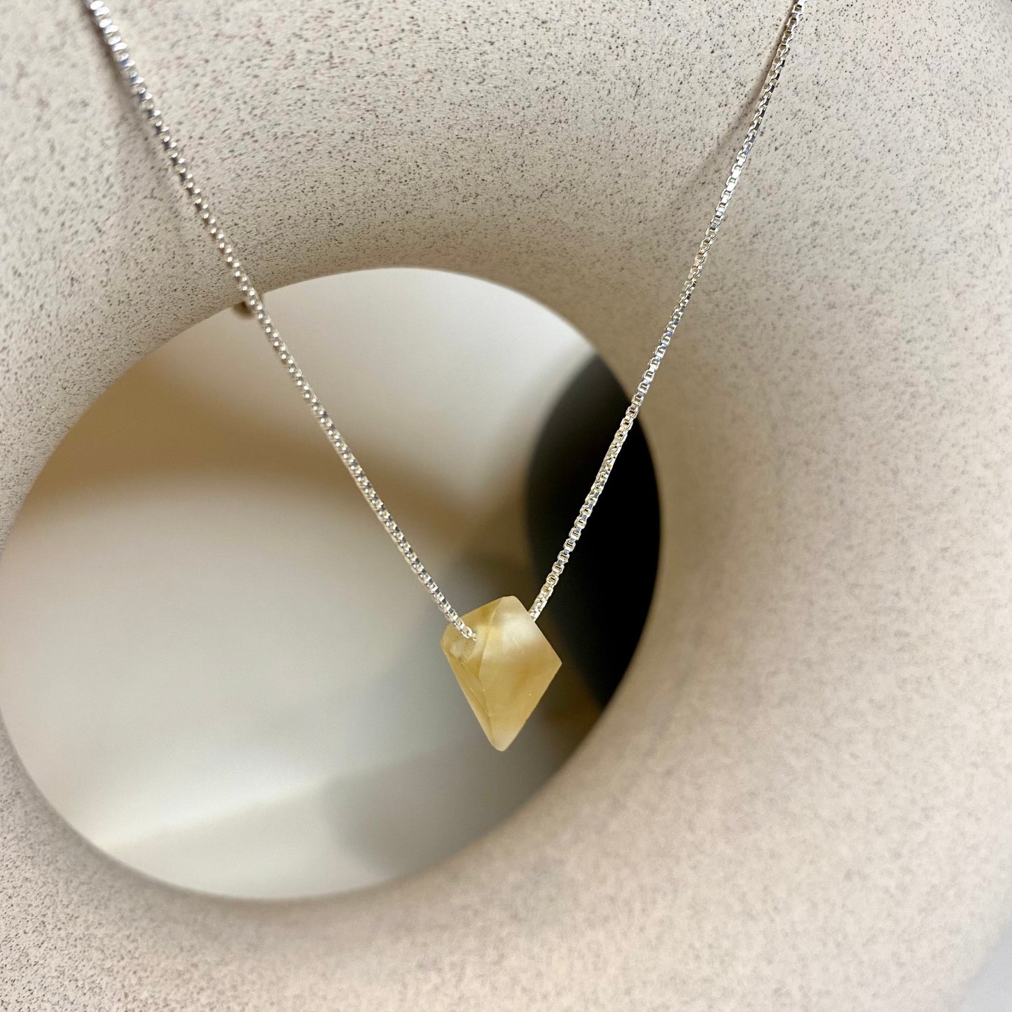 Citrine Pyramid Pendant Necklace| Sterling Silver | Gemstone Necklace