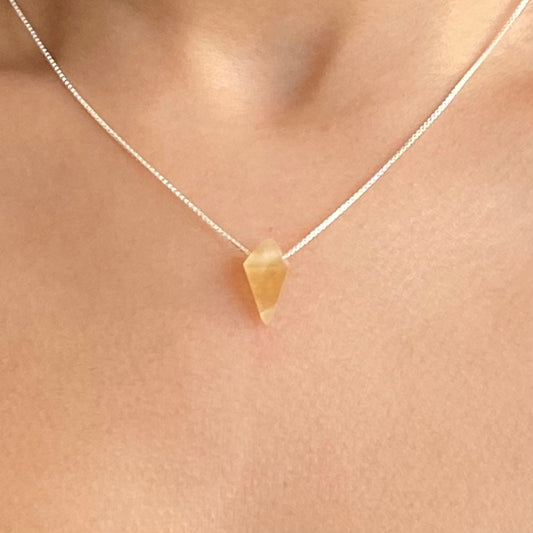Citrine Pyramid Pendant Necklace| Sterling Silver | Gemstone Necklace