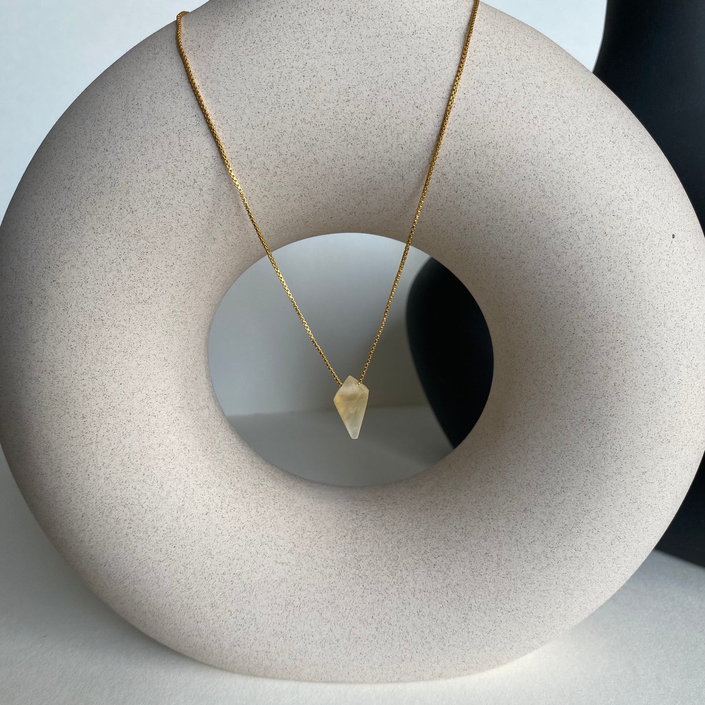 Citrine Pyramid Pendant Necklace| 18K Gold Plated | Gemstone Necklace