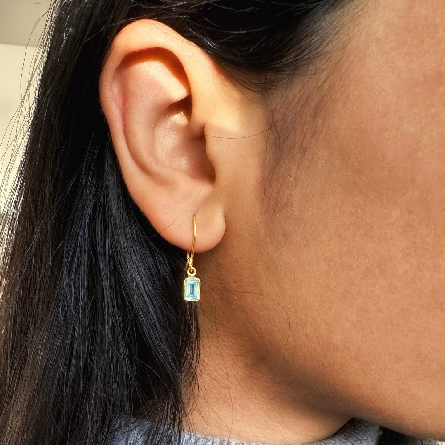 Blue Topaz Earrings | 18k Gold Plated | Dangle Earrings