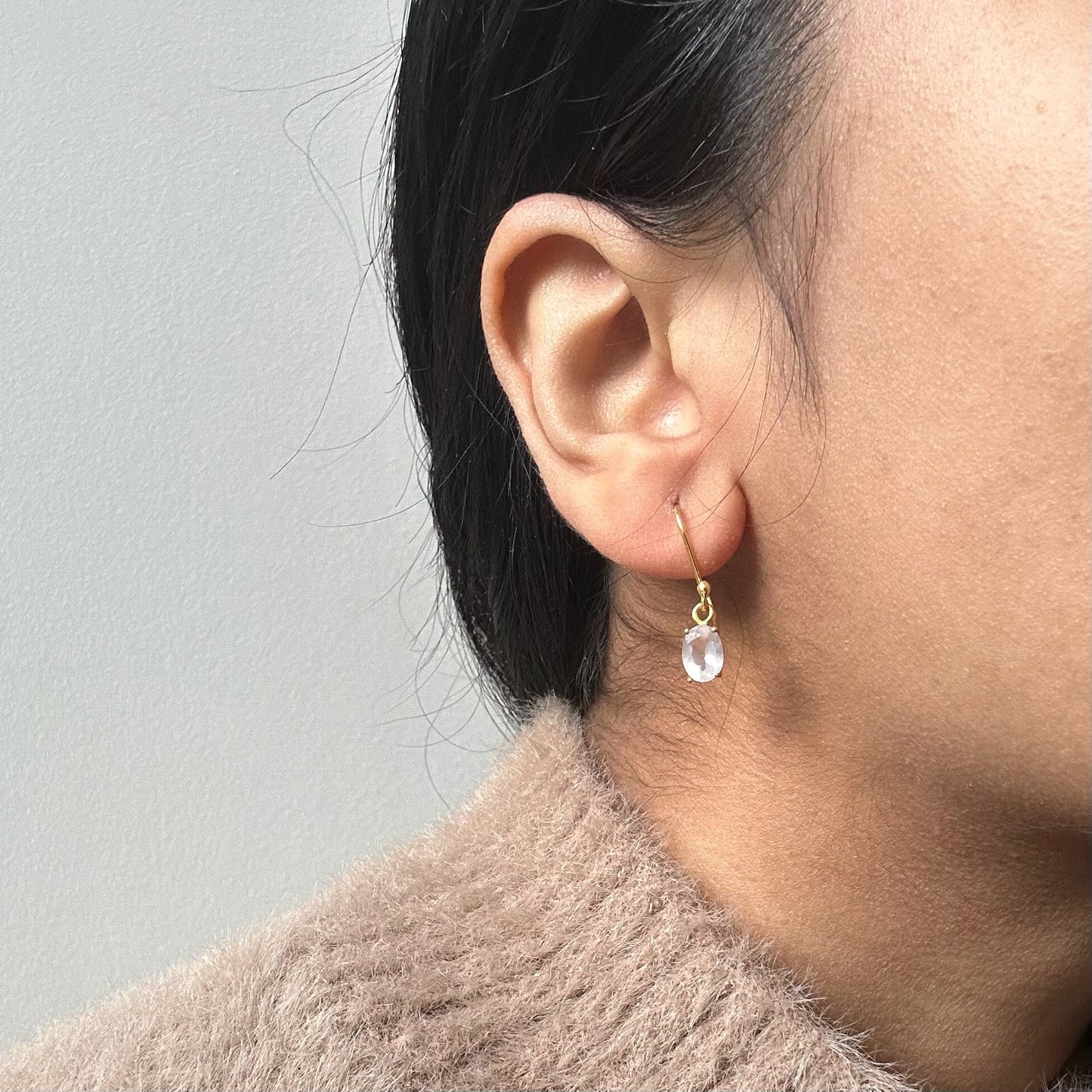 Rose Quartz Earrings | 18k Gold Plated | Dangle Earrings
