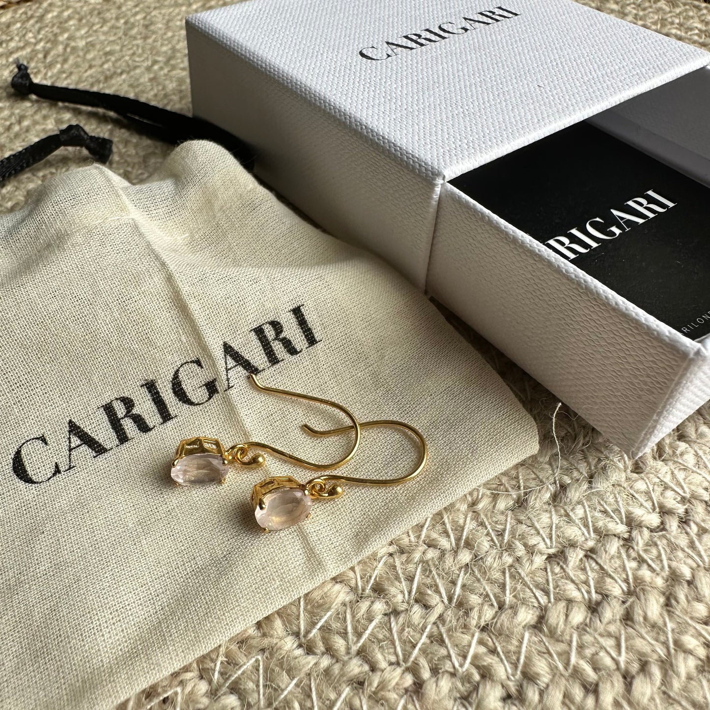 Rose Quartz Earrings | 18k Gold Plated | Dangle Earrings