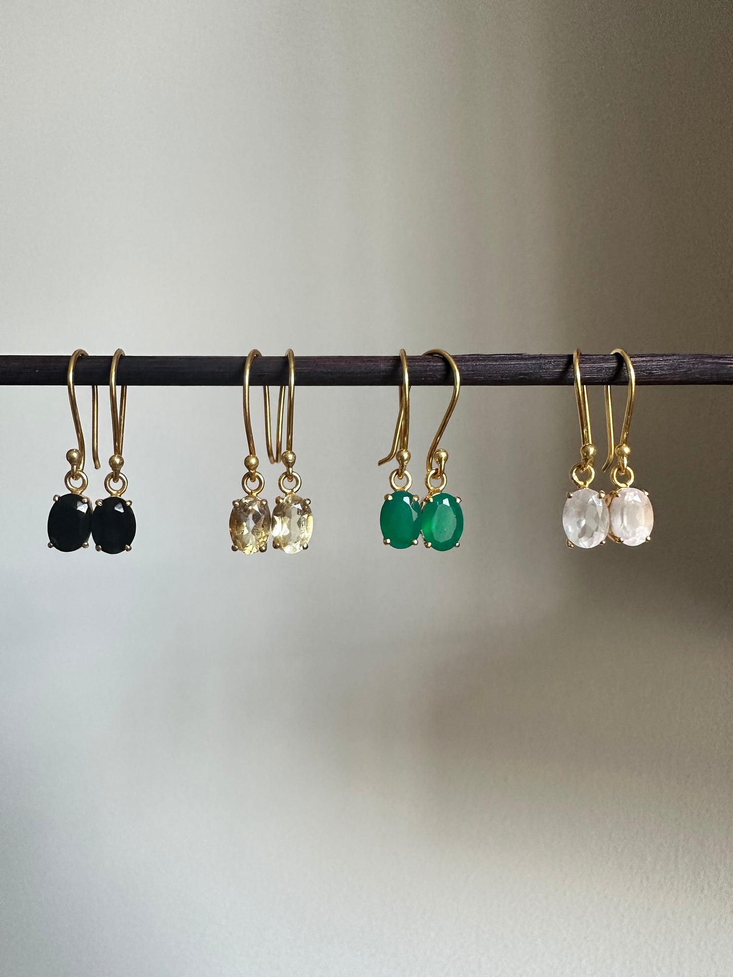 Rose Quartz Earrings | 18k Gold Plated | Dangle Earrings