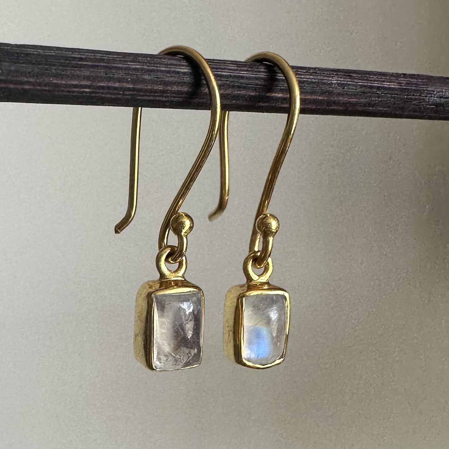 Rainbow Moonstone Earrings | 18k Gold Plated | Dangle Earrings
