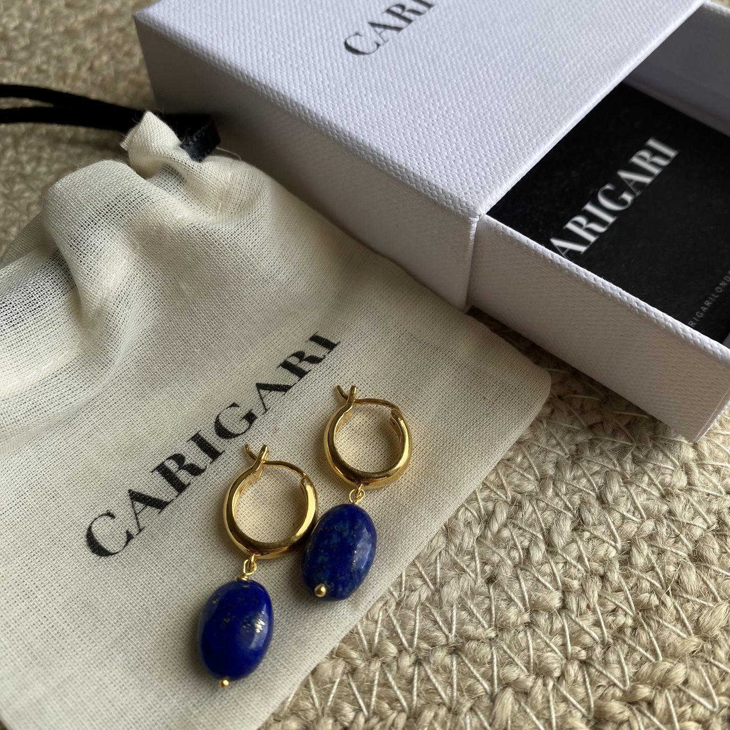 Lapis Lazuli Earrings | 18k Gold Plated | Huggie Hoop Earrings