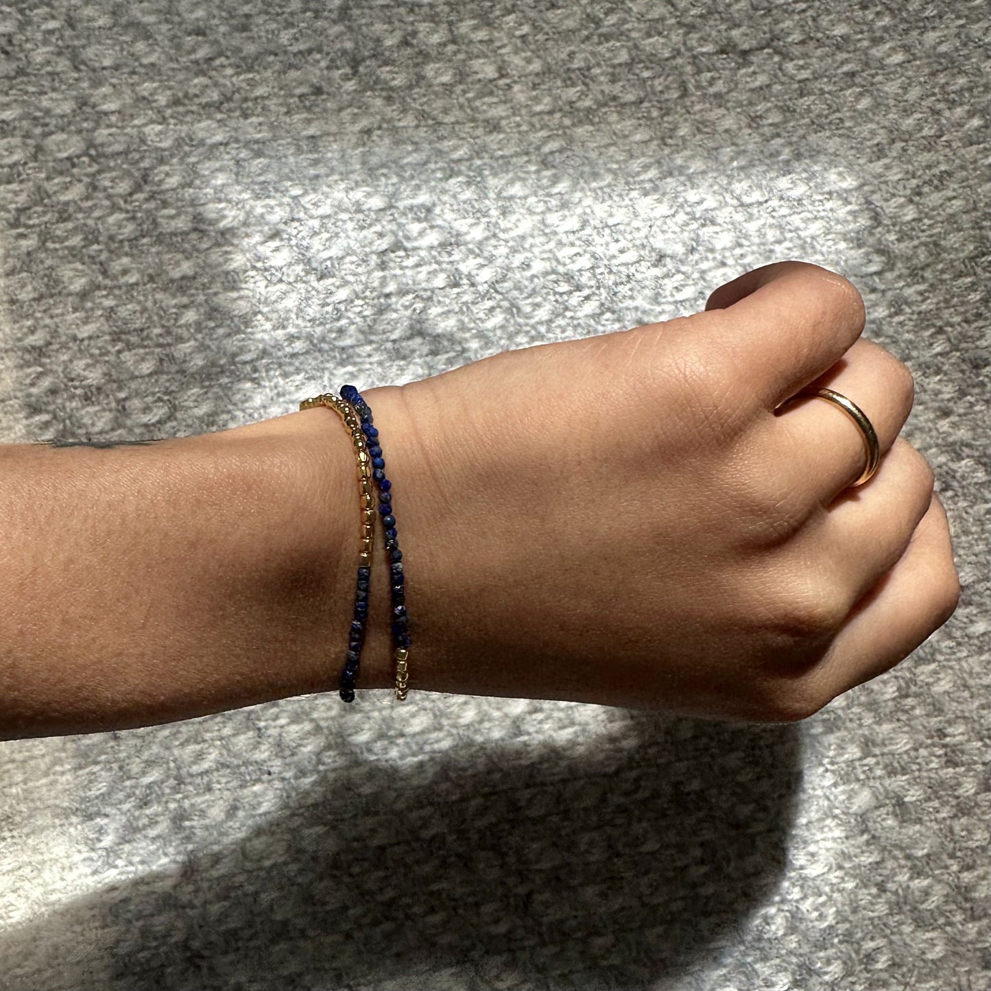 Lapis Lazuli Beaded Gemstone Bracelet | 18k Gold Plated | Gemstone Bracelet