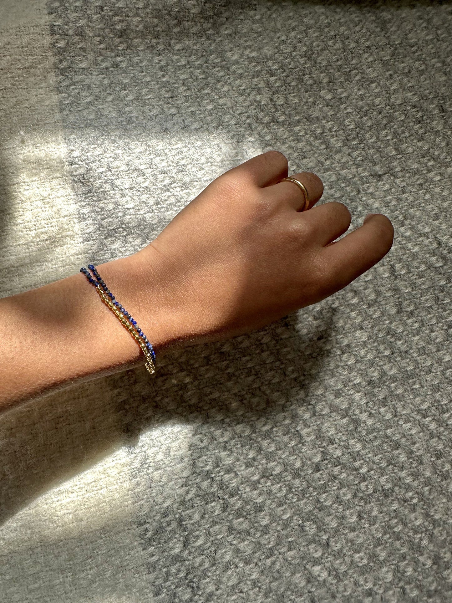 Lapis Lazuli Beaded Gemstone Bracelet | 18k Gold Plated | Gemstone Bracelet