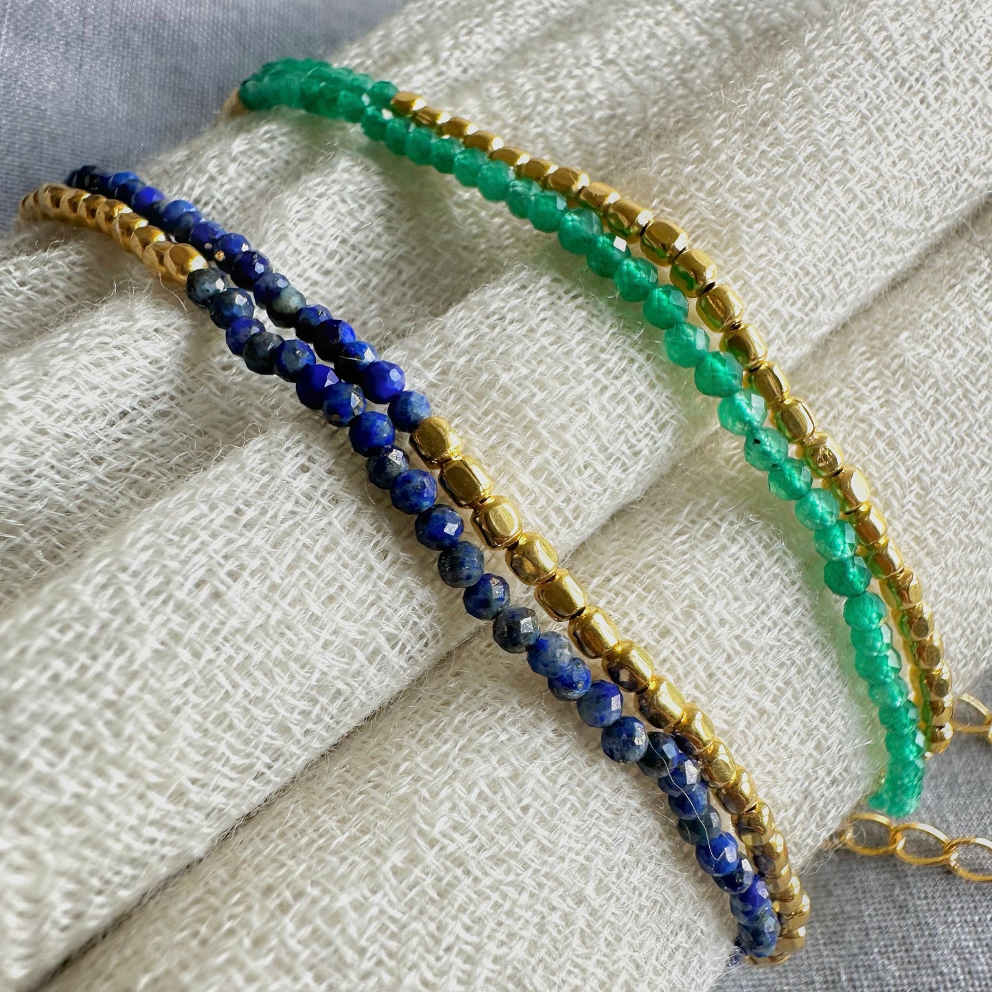Lapis Lazuli Beaded Gemstone Bracelet | 18k Gold Plated | Gemstone Bracelet