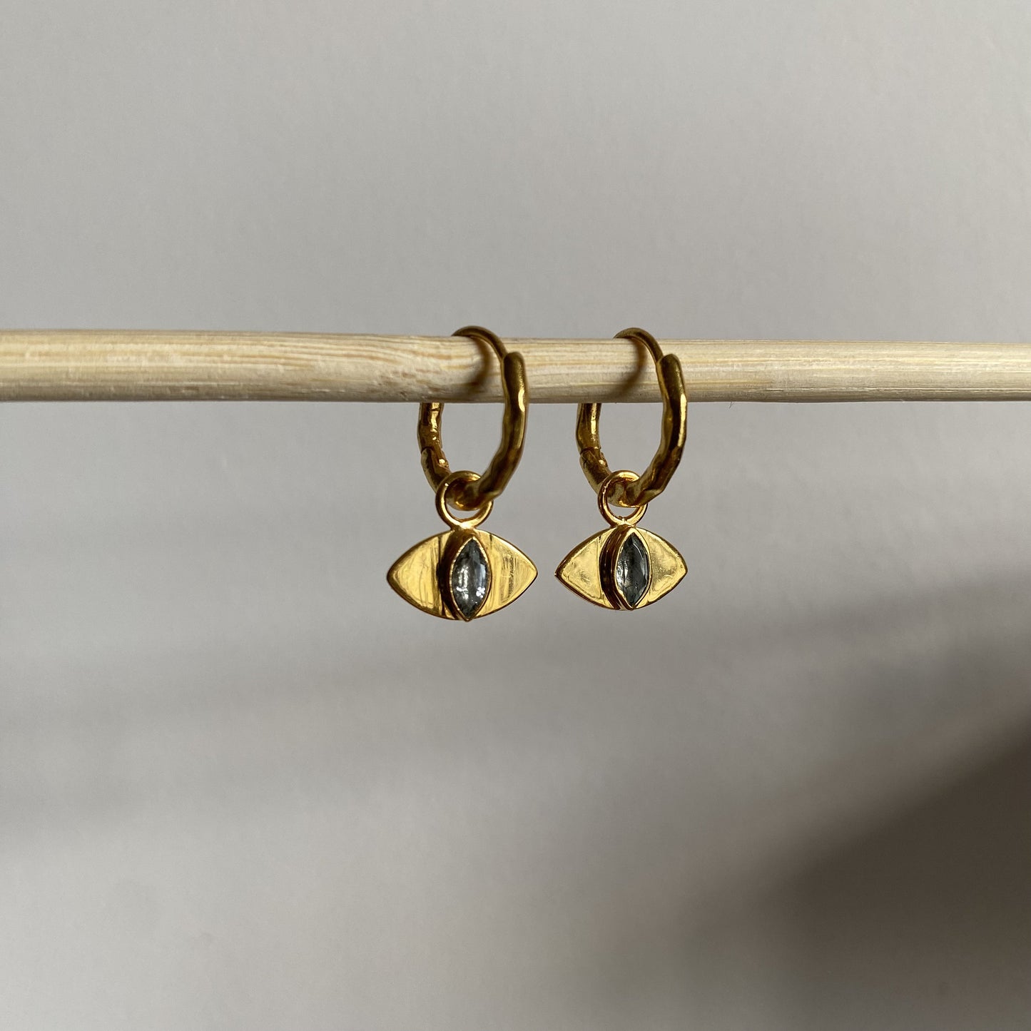 Evil Eye Topaz Earrings | 18k Gold Plated | Huggie Hoop Earrings