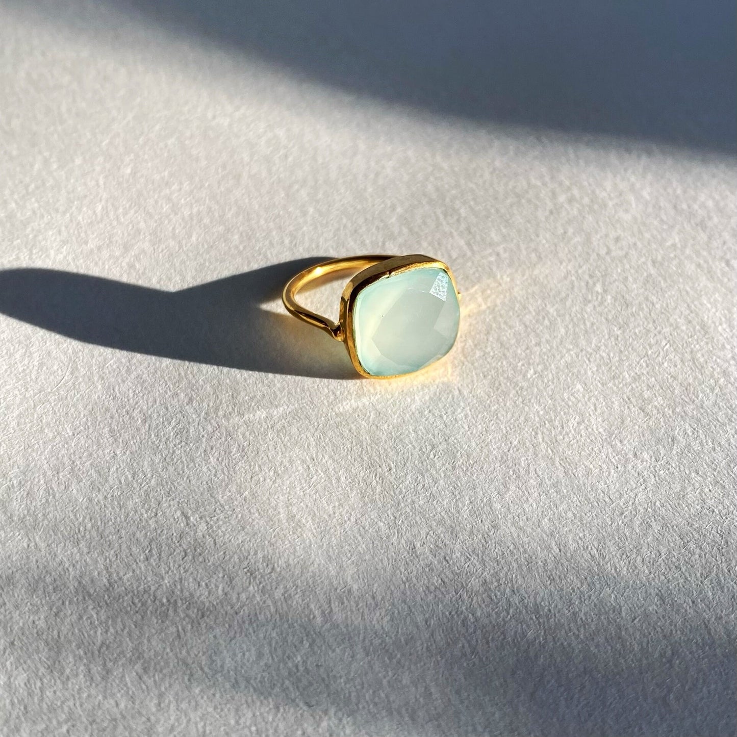 Aquamarine Ring | Square Gemstone | 18K Gold Plated