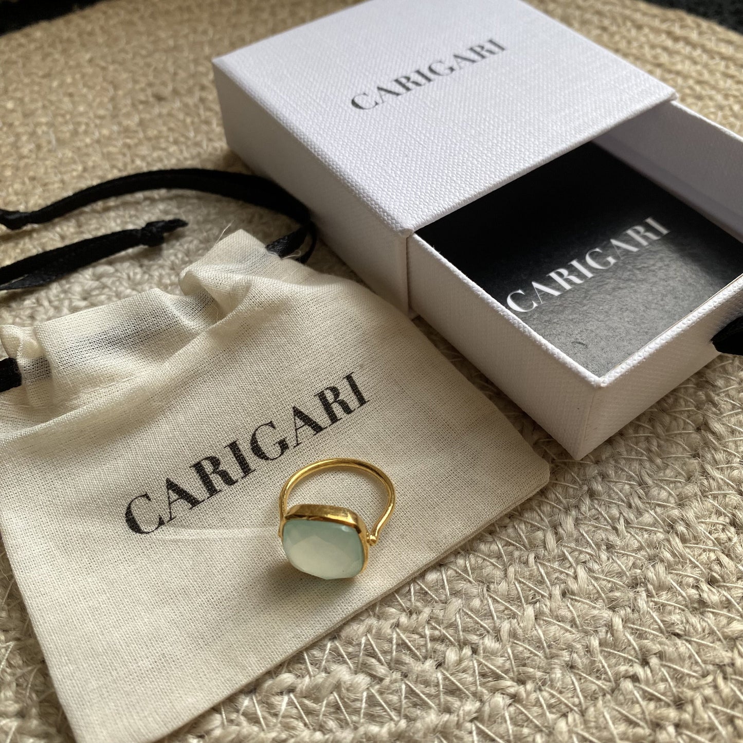 Aquamarine Ring | Square Gemstone | 18K Gold Plated