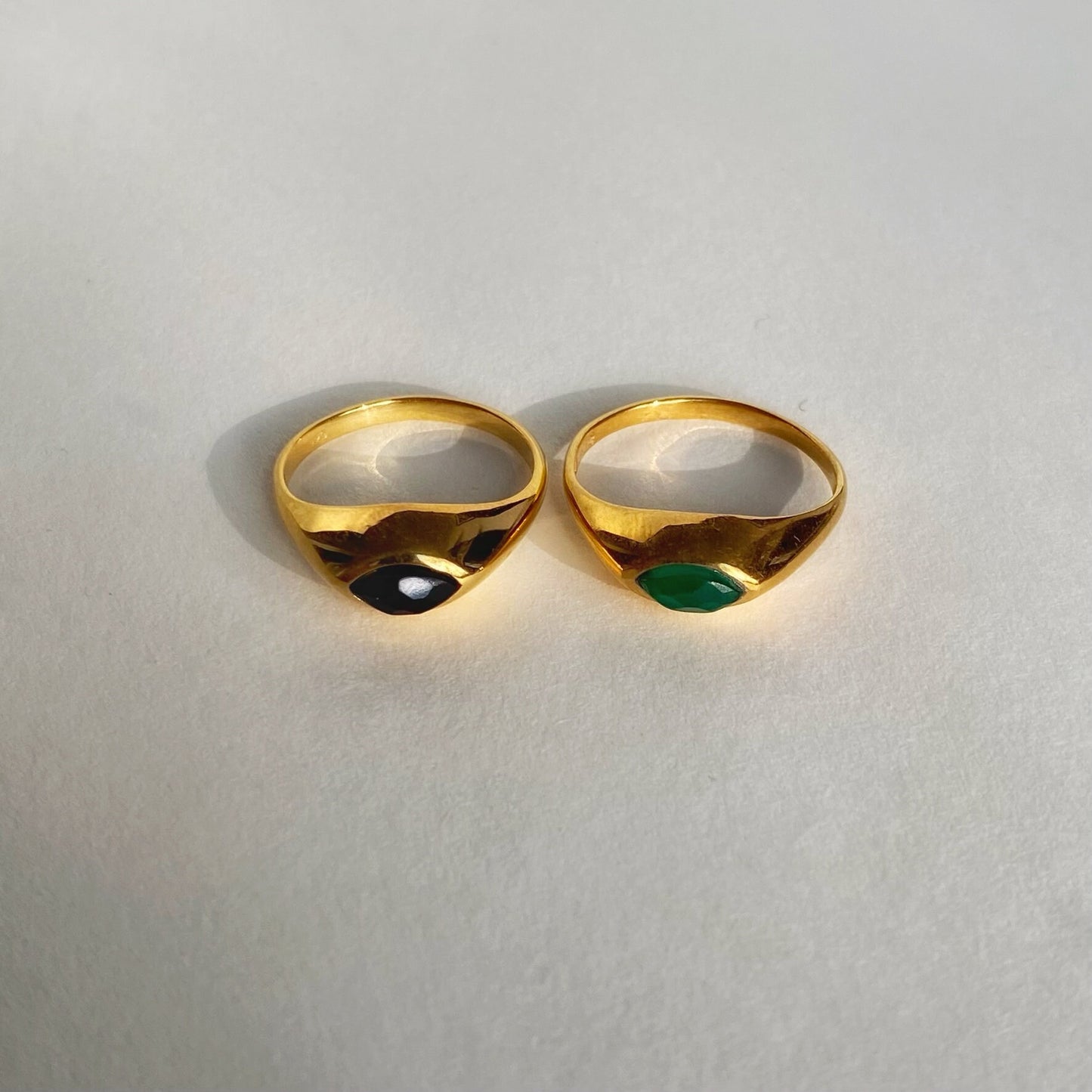 Black Onyx Chunky Marquise Ring | Oval Gemstone | 18K Gold Plated