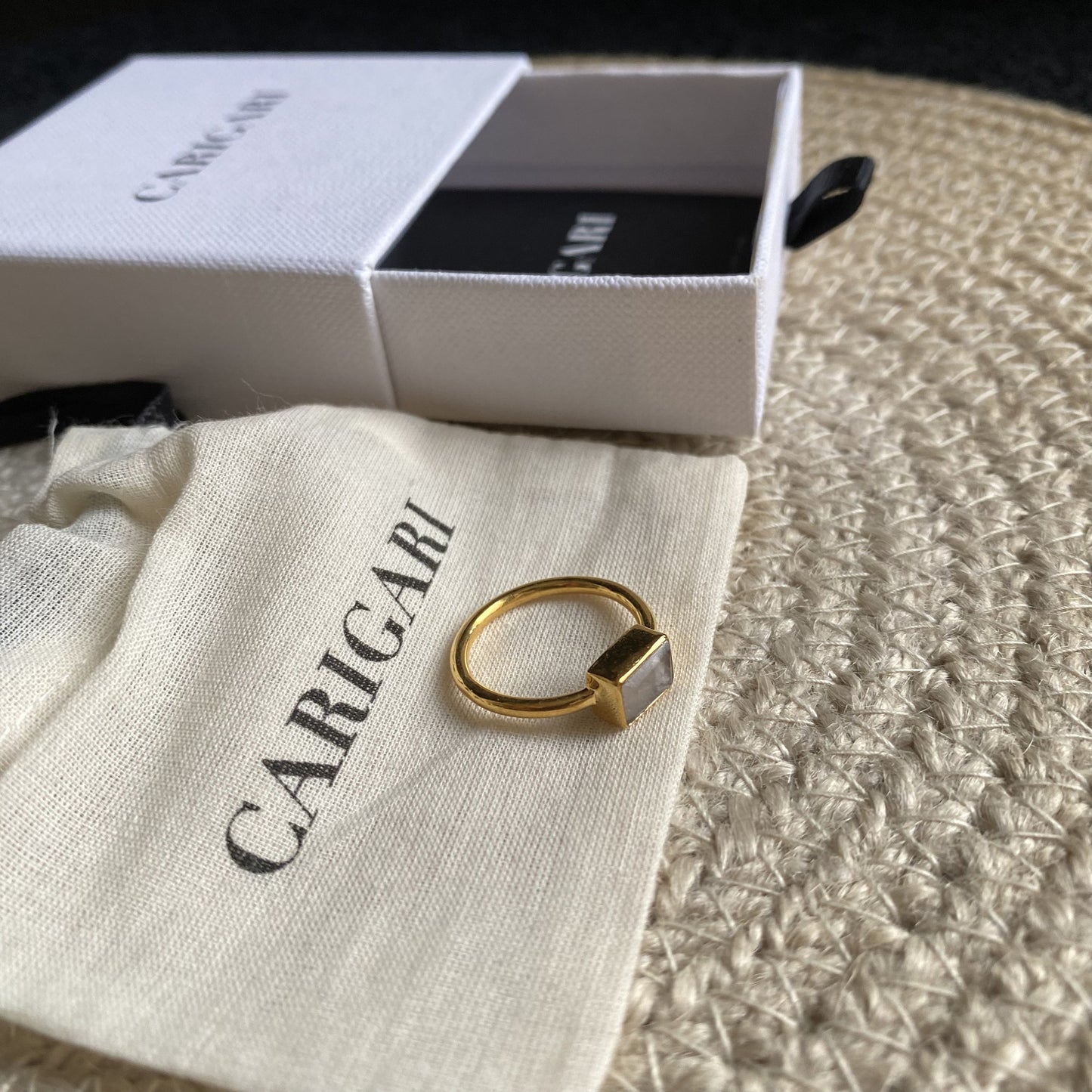 Smoky Rose Quartz Ring | Baguette Gemstone | 18K Gold Plated