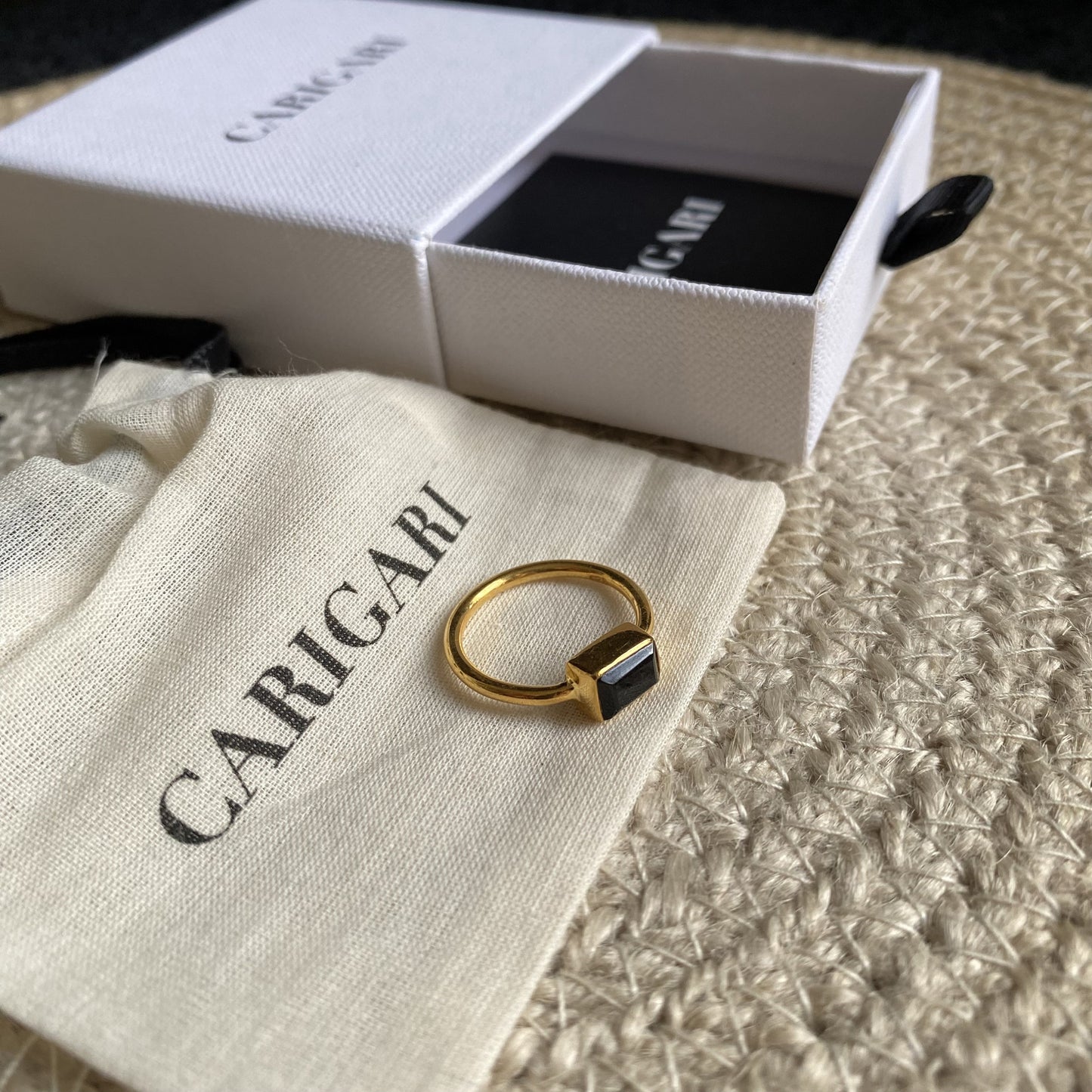 Black Onyx Ring | Baguette Gemstone | 18K Gold Plated