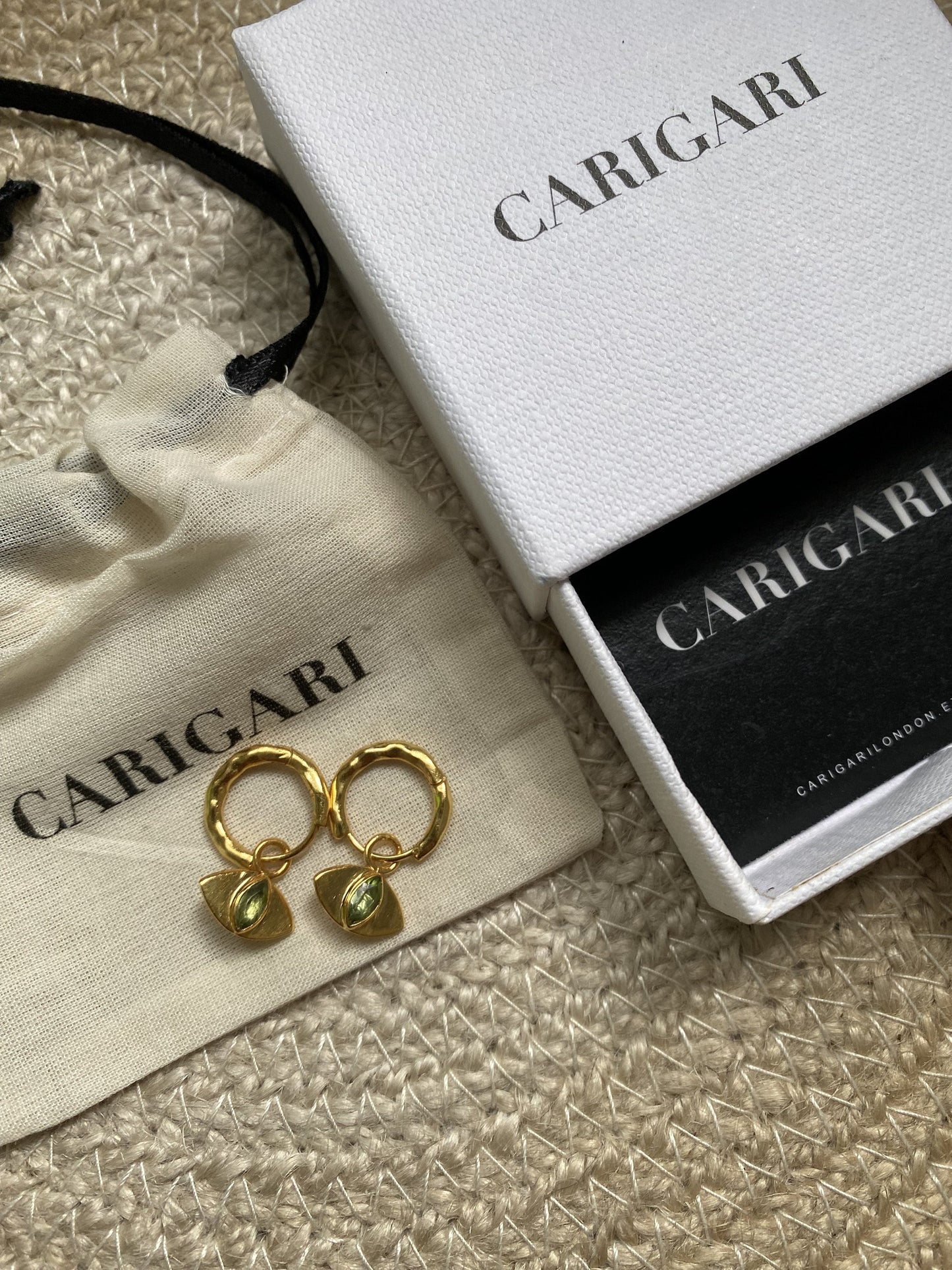 Evil Eye Peridot Earrings | 18k Gold Plated | Huggie Hoop Earrings