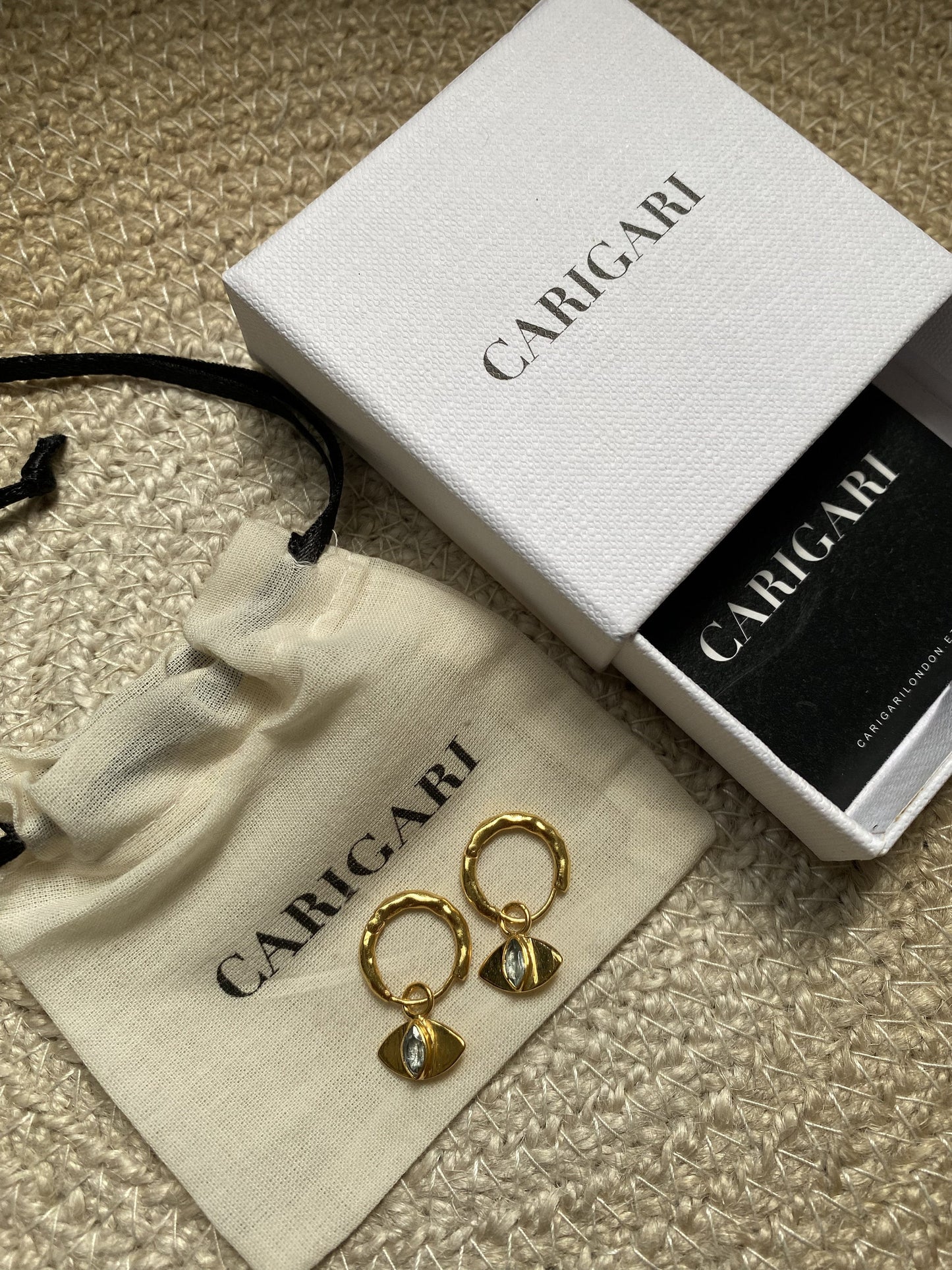 Evil Eye Topaz Earrings | 18k Gold Plated | Huggie Hoop Earrings