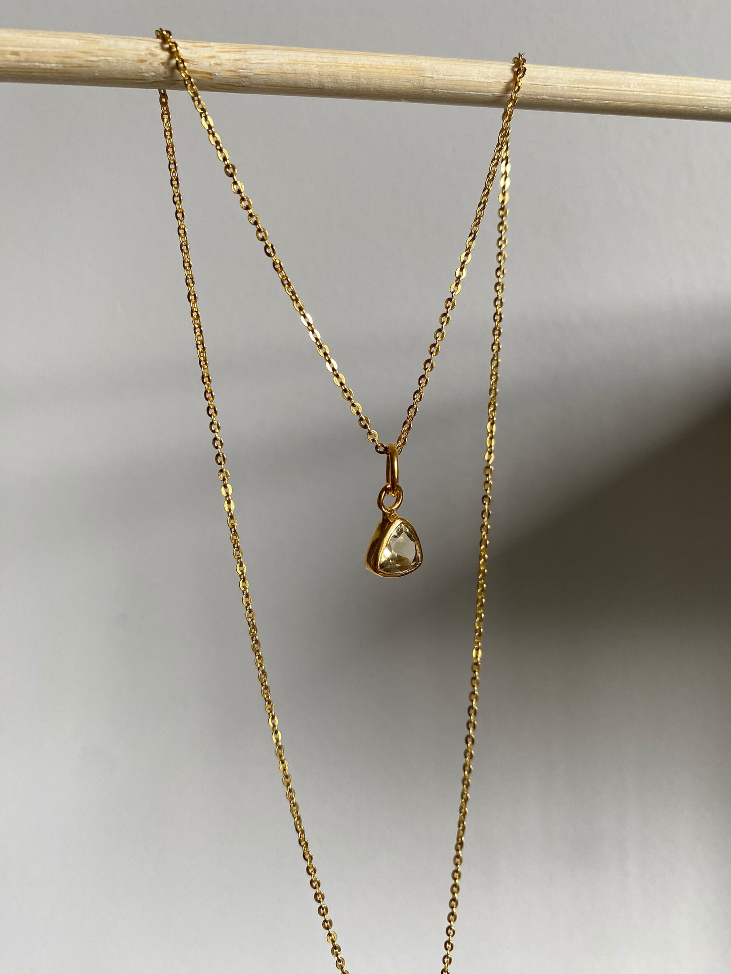 Trillion Birthstone Necklace | Gemstone Charm Pendant | 18K Gold Plated