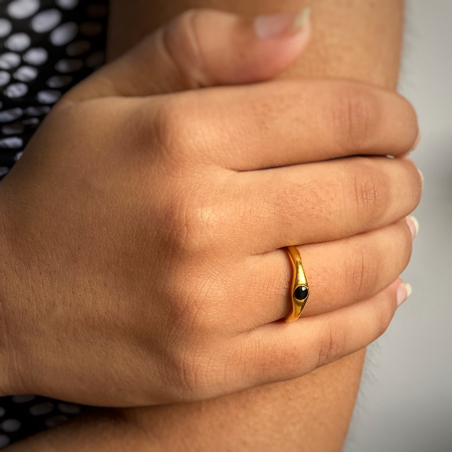 Black Onyx Ring | Spotlight Gemstone | 18K Gold Plated