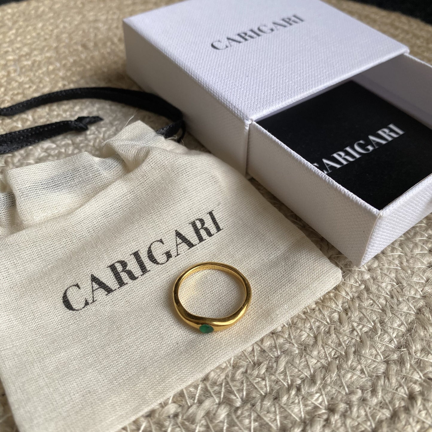 Green Onyx Ring | Spotlight Gemstone | 18K Gold Plated
