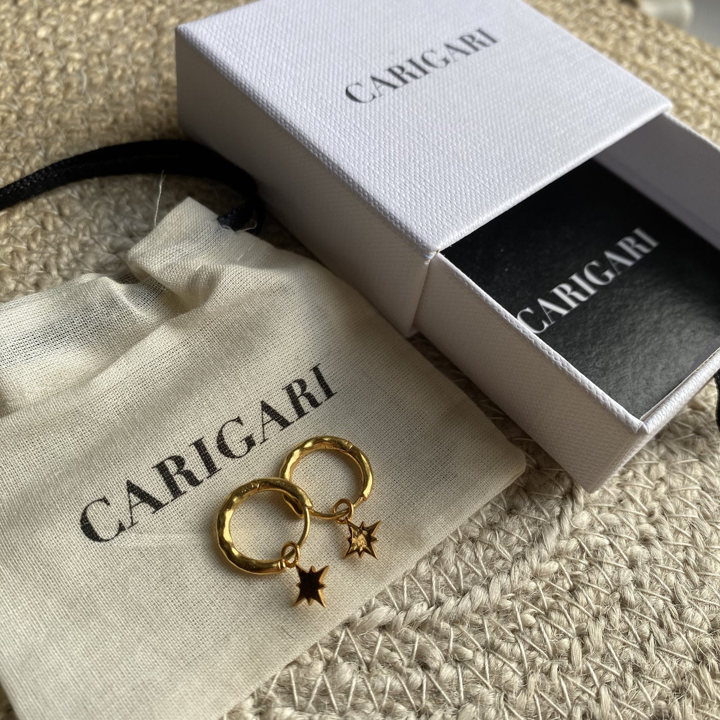 Gold Star Charms Earrings | 18k Gold Plated | Huggie Hoop Earrings