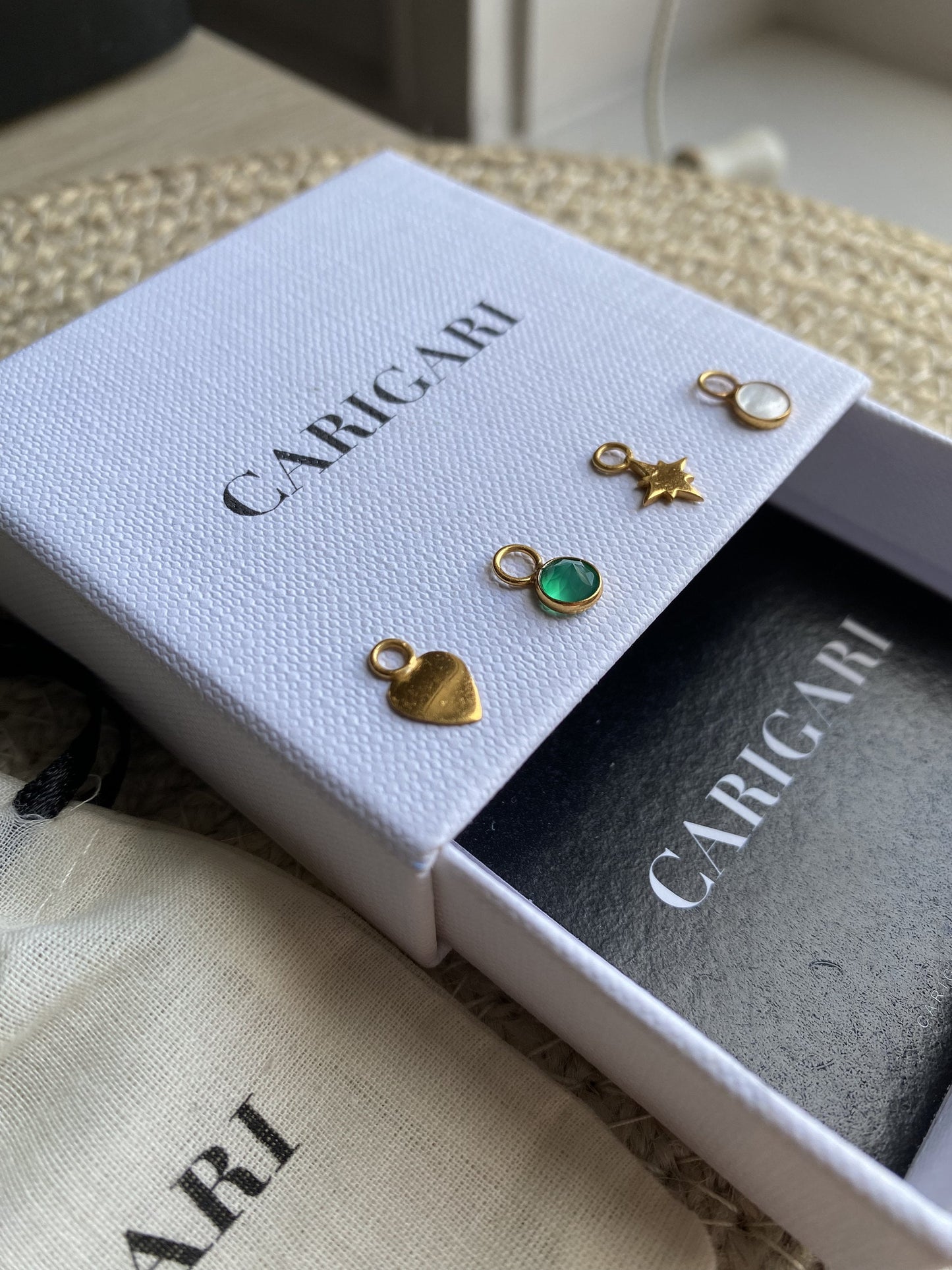 Gold Heart Charms Earrings | 18k Gold Plated | Huggie Hoop Earrings