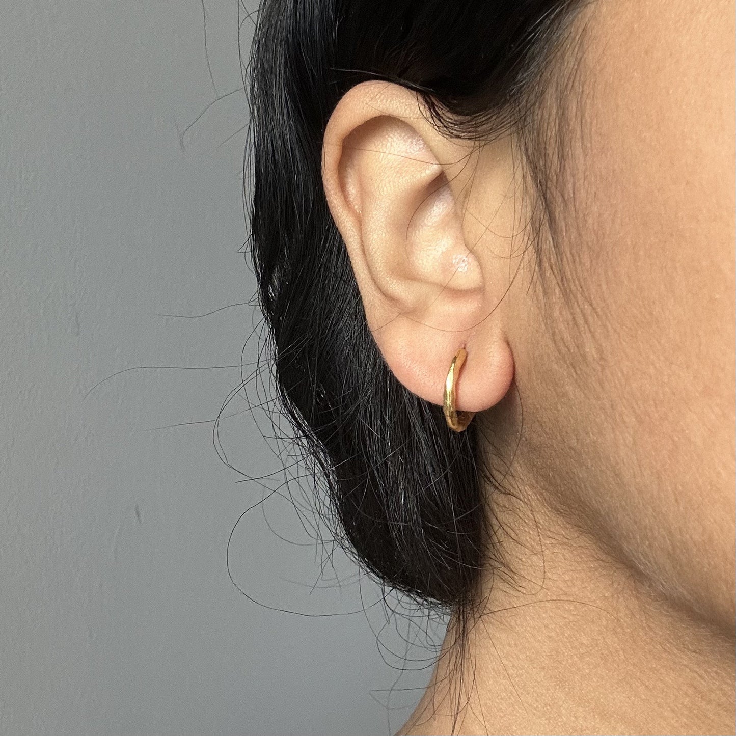 Gold Molten Huggies | 18k Gold Plated | Huggie Hoop Earrings